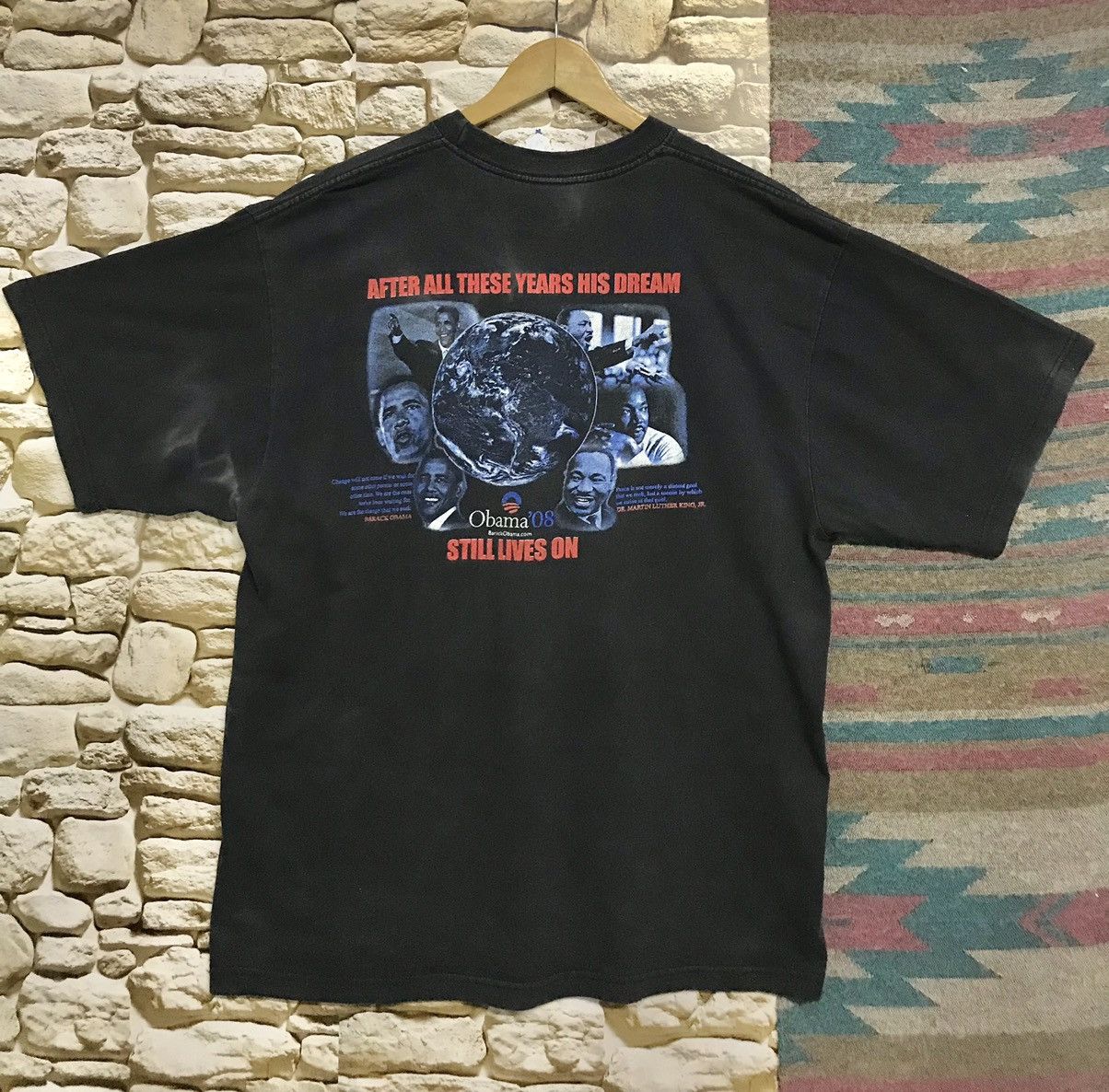 Vintage Vintage Distres Sunfaded tees Obama/ Dr.Martin Luther King Size US XL / EU 56 / 4 - 2 Thumbnail
