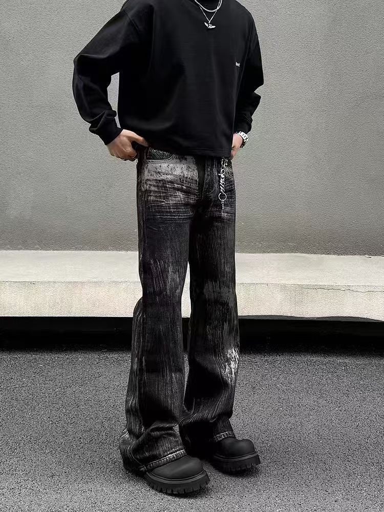Japanese Brand × Jean High street waxed micro flare washed and distressed jeans Size US 33 - 2 Thumbnail