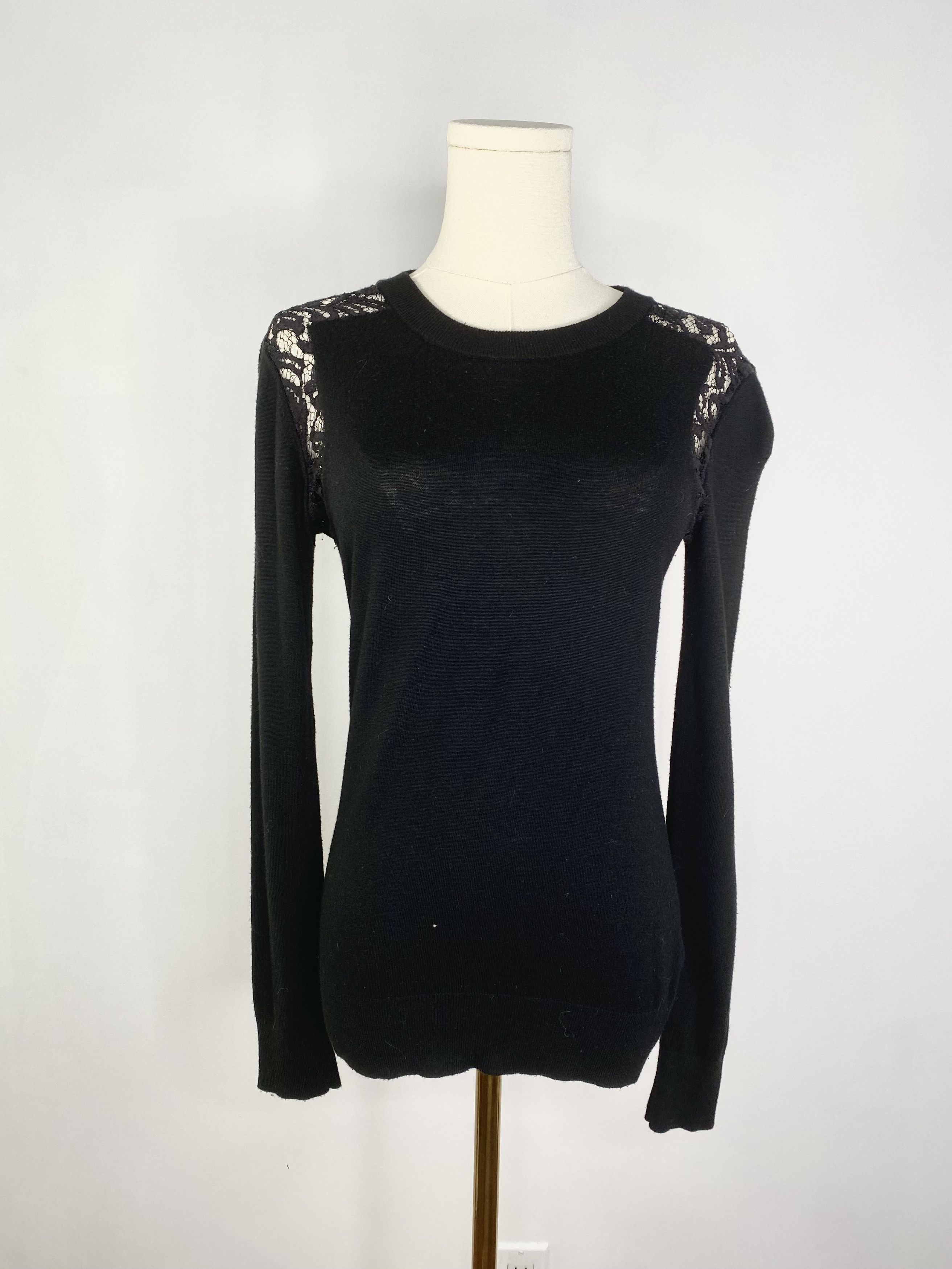 Michael Kors Michael Kors - Black Lace Cutout Knit Sweater Size S / US 4 / IT 40 - 2 Thumbnail