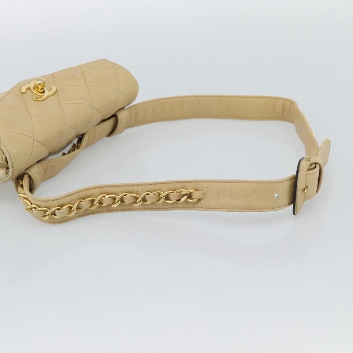 Chanel Chanel Matelasse Lambskin Leather Waist Bag Beige Size ONE SIZE - 9 Thumbnail