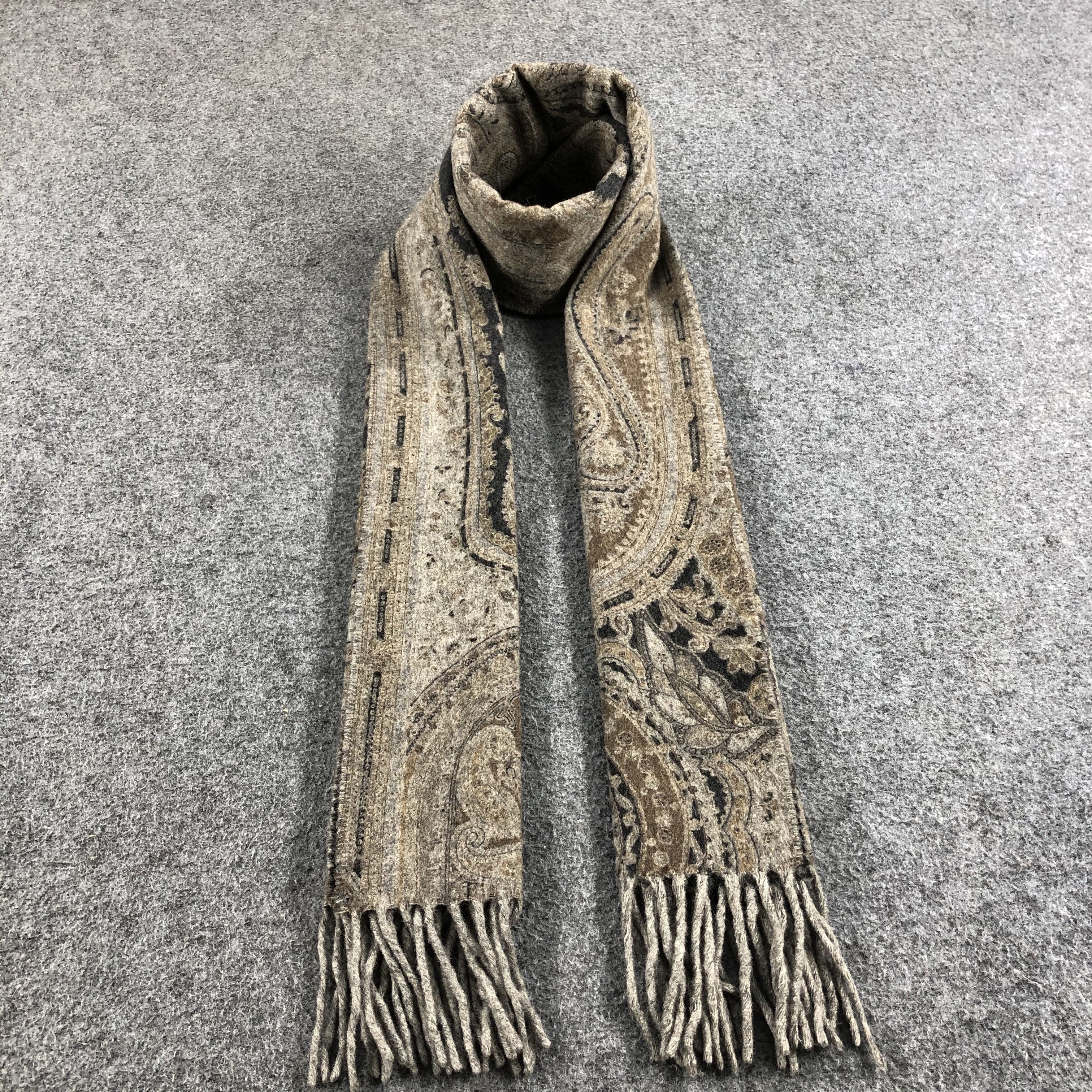 Vintage Double Sided Paisley Houndstooth Scarf Muffler Wool V766 Size ONE SIZE - 1 Thumbnail