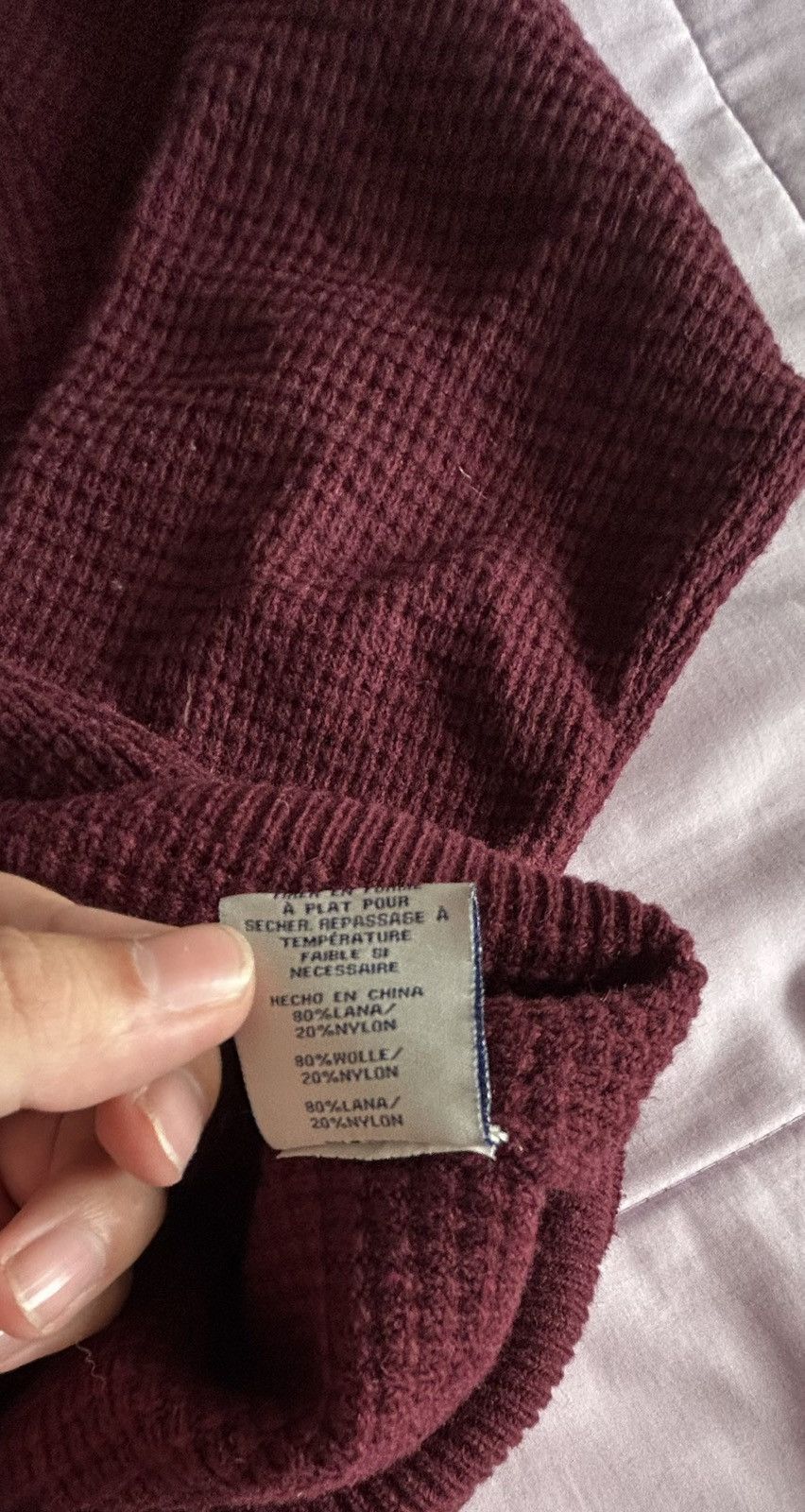 Schott Schott Bros Ribbed Wool Sweater Size L Wine V-Neck Size US L / EU 52-54 / 3 - 8 Thumbnail