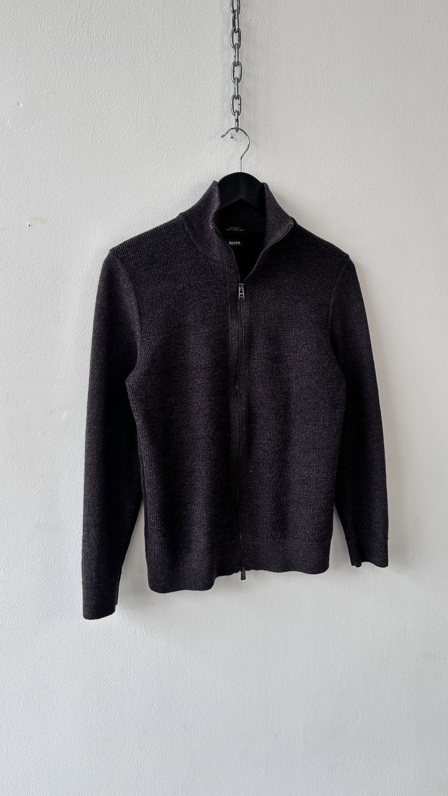 Hugo Boss Hugo Boss Zip Up Knit Jumper S Regular Fit Brown Virgin Wool Size US S / EU 44-46 / 1 - 3 Thumbnail