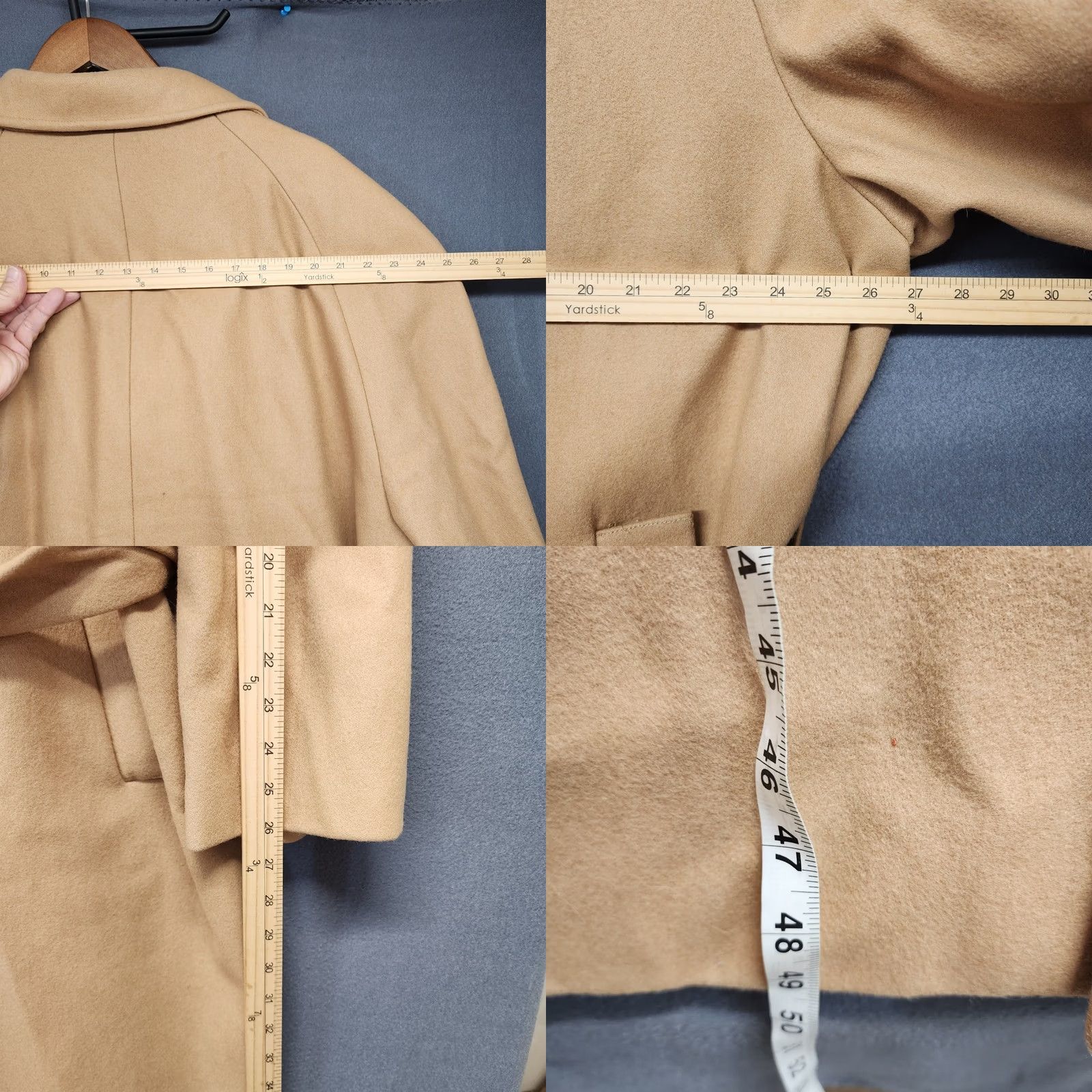 Vintage Vittorio St Angelo Cooper & Nelson Trench Coat Mens 50R Wool Blend Tan Camel Long Coat Button Front Tie Belt Wool Blend Tan Camel Mens} Size US M / EU 48-50 / 2 - 8 Thumbnail