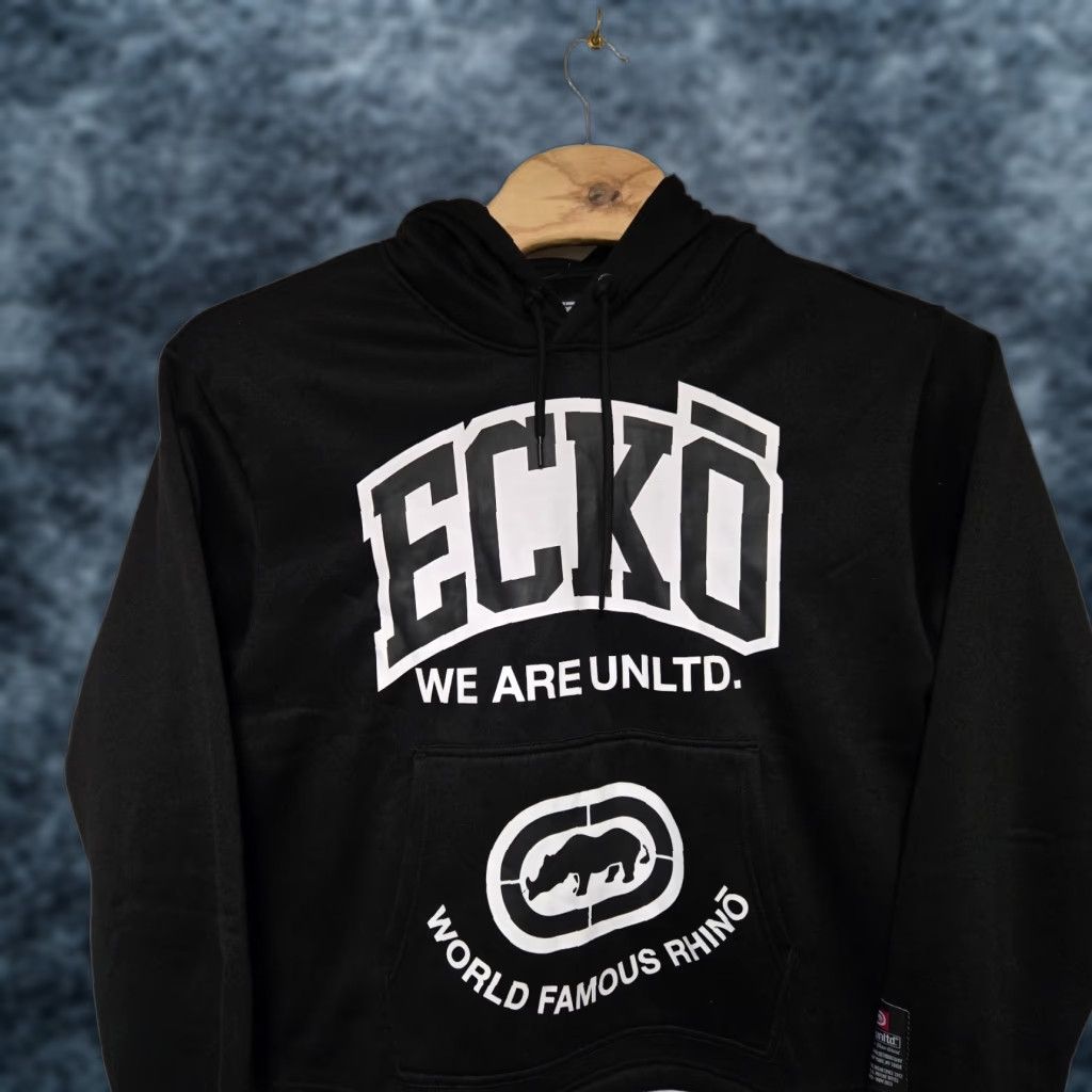 Ecko Unltd. VINTAGE Ecko Unltd Rhino Hoodie Mens M Black Graphic Print Hooded Zip Pullover Pockets Embroidered Size US M / EU 48-50 / 2 - 1 Thumbnail