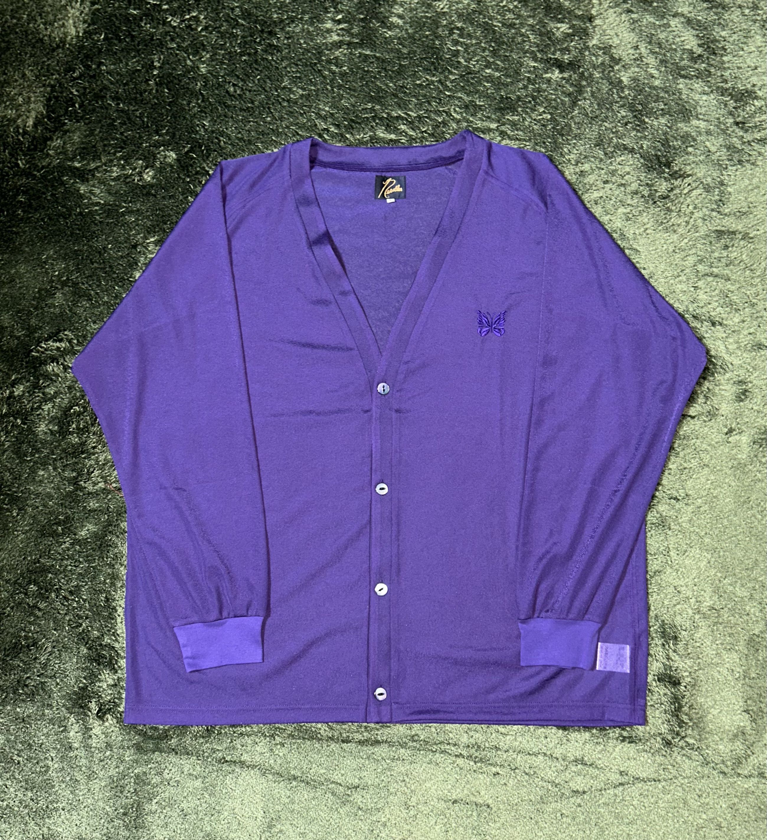 Needles [L] needles poly v-neck jersery cardigan purple Size US XL / EU 56 / 4 - 1 Thumbnail