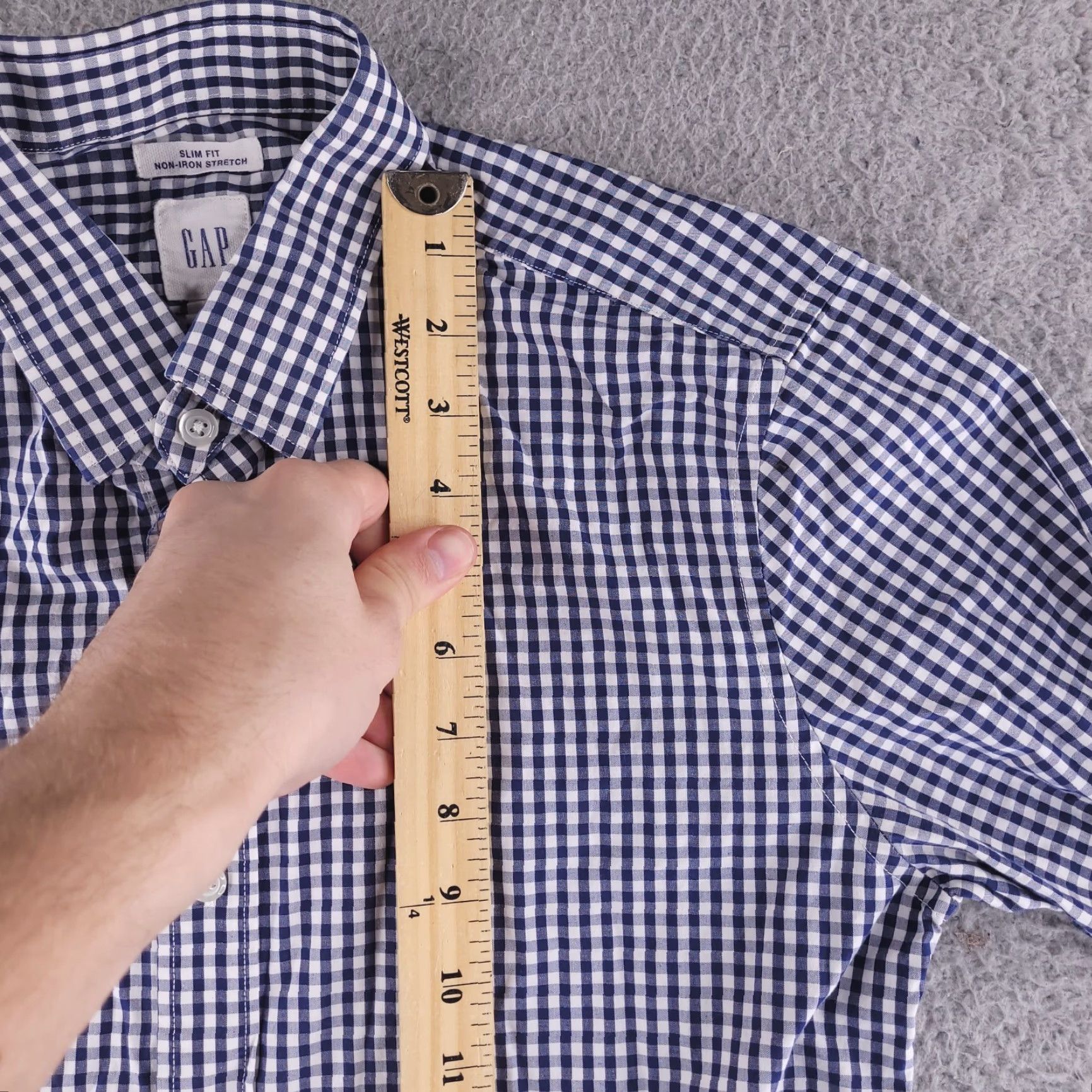 Gap Gap Shirt Mens XS Button-Up Collar Long Sleeve Check Blue Slim Fit Size US XS / EU 42 / 0 - 5 Thumbnail