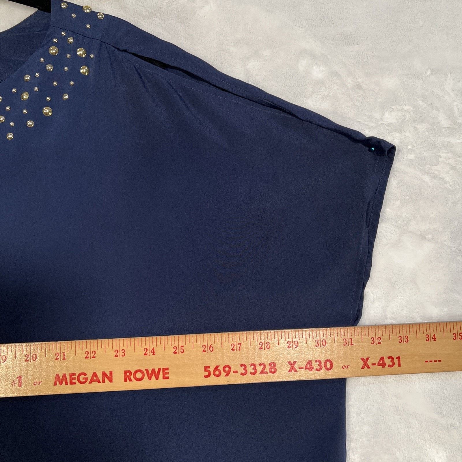 Lilly Pulitzer Lily Pulitzer Navy & Gold Studded Cold Shoulder Top - Size L / US 10 / IT 46 - 9 Thumbnail