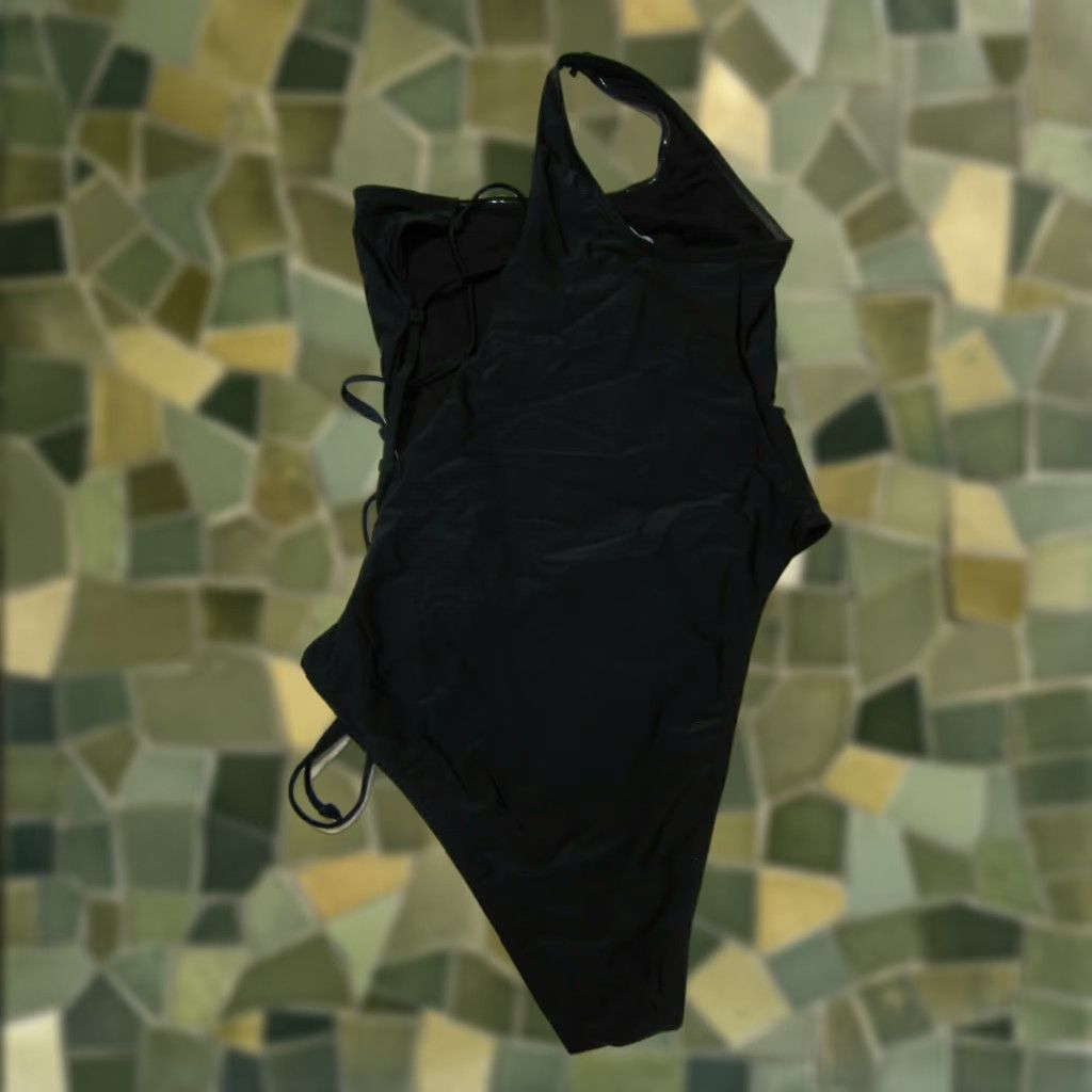 Nasty Gal Nasty Gal Black Crisscross Tie Cut Out One Shoulder One Piece Swimsuit Women 10 Size ONE SIZE - 1 Thumbnail