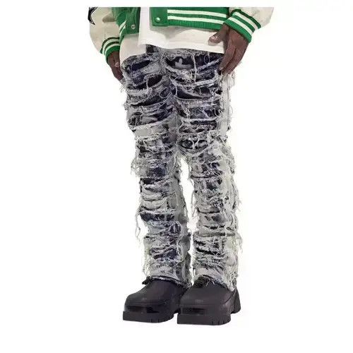 VIBE Icy Stacked Distressed Denim Jeans Size US 32 / EU 48 - 1 Thumbnail