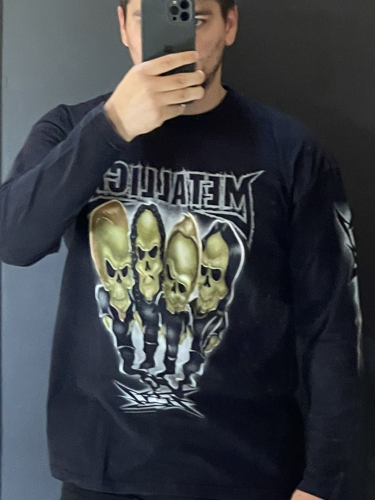 Band Tees × Metallica × Vintage 2003 Metallica Vintage Scull Long Sleeve black shirt Size US XL / EU 56 / 4 - 11 Thumbnail