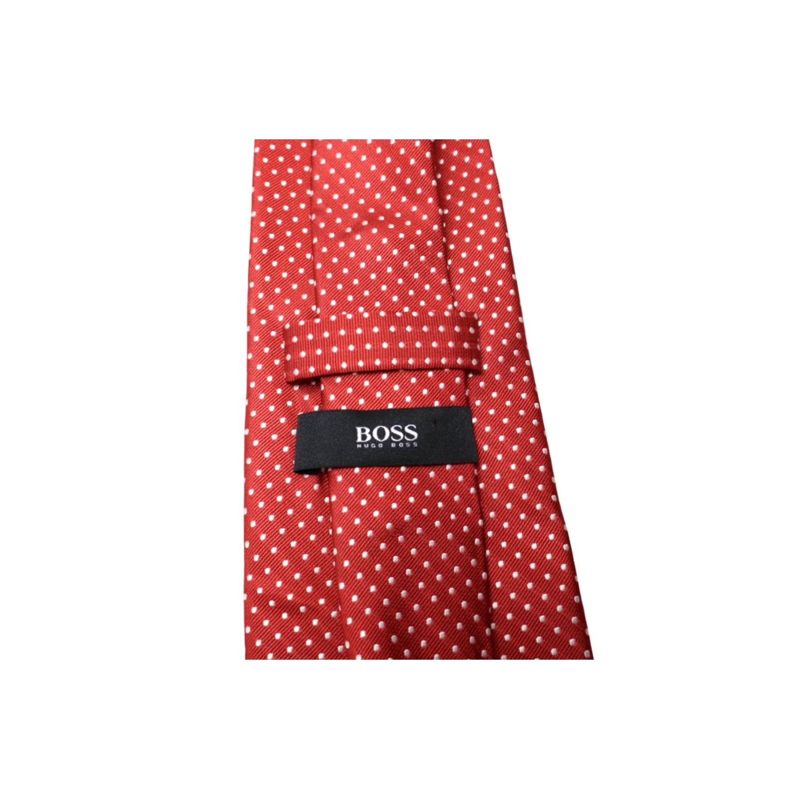 Hugo Boss HUGO BOSS Tie Men's ONE SIZE Red Polka Dot Patterned Pure Silk Pointed Size ONE SIZE - 5 Thumbnail