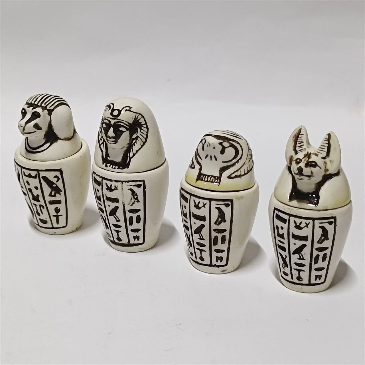 Other Egyptian canopic jar set in engraved box pharaonic art Size ONE SIZE - 3 Thumbnail