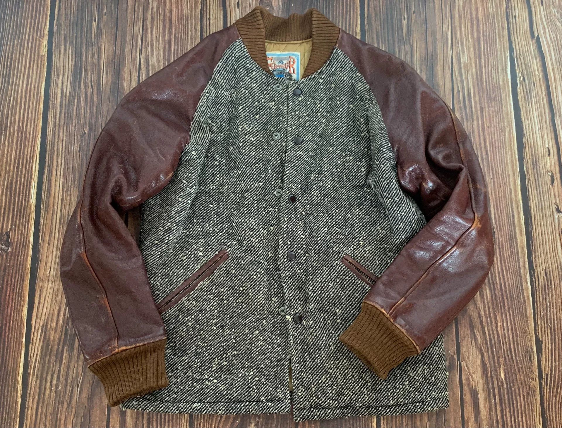Japanese Brand bootleggers cotton jacket with leather sleeves Size US M / EU 48-50 / 2 - 1 Thumbnail