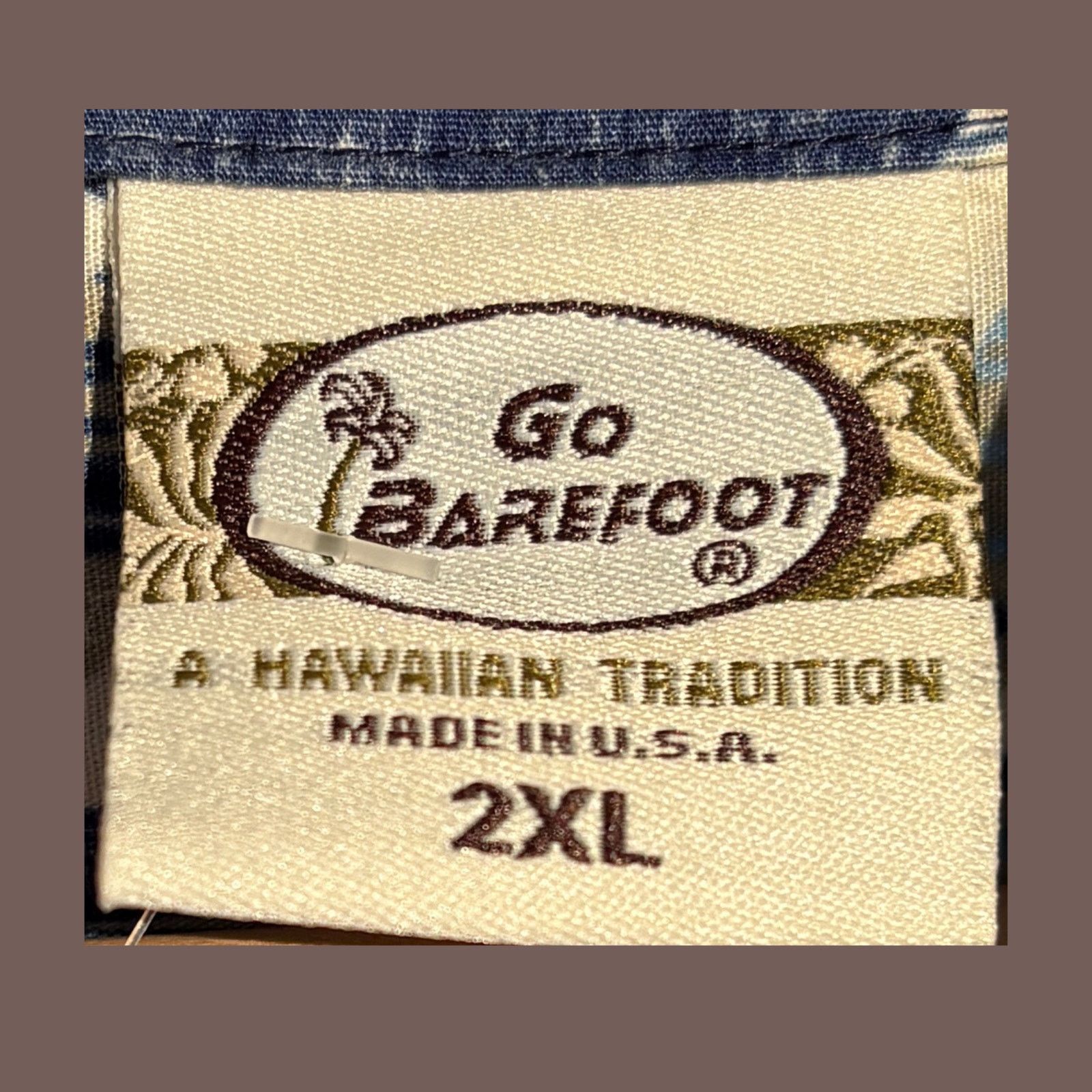Vintage VTG Hawaiian Shirt | Go Barefoot Blue Print | Surfcore Size US XXL / EU 58 / 5 - 3 Thumbnail