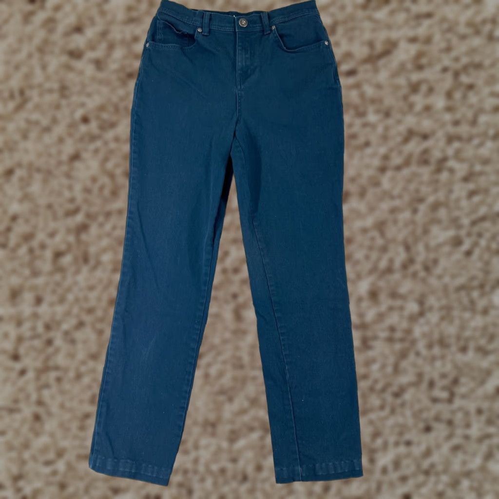 Vintage Style&co. Jeans Womens 4 Blue Denim Tapered Leg Stretch Cotton Blend Regular Rise High Zip Pocket 5-Pocket Design Adult Womens Jeans Size 27" / US 4 / IT 40 - 1 Thumbnail