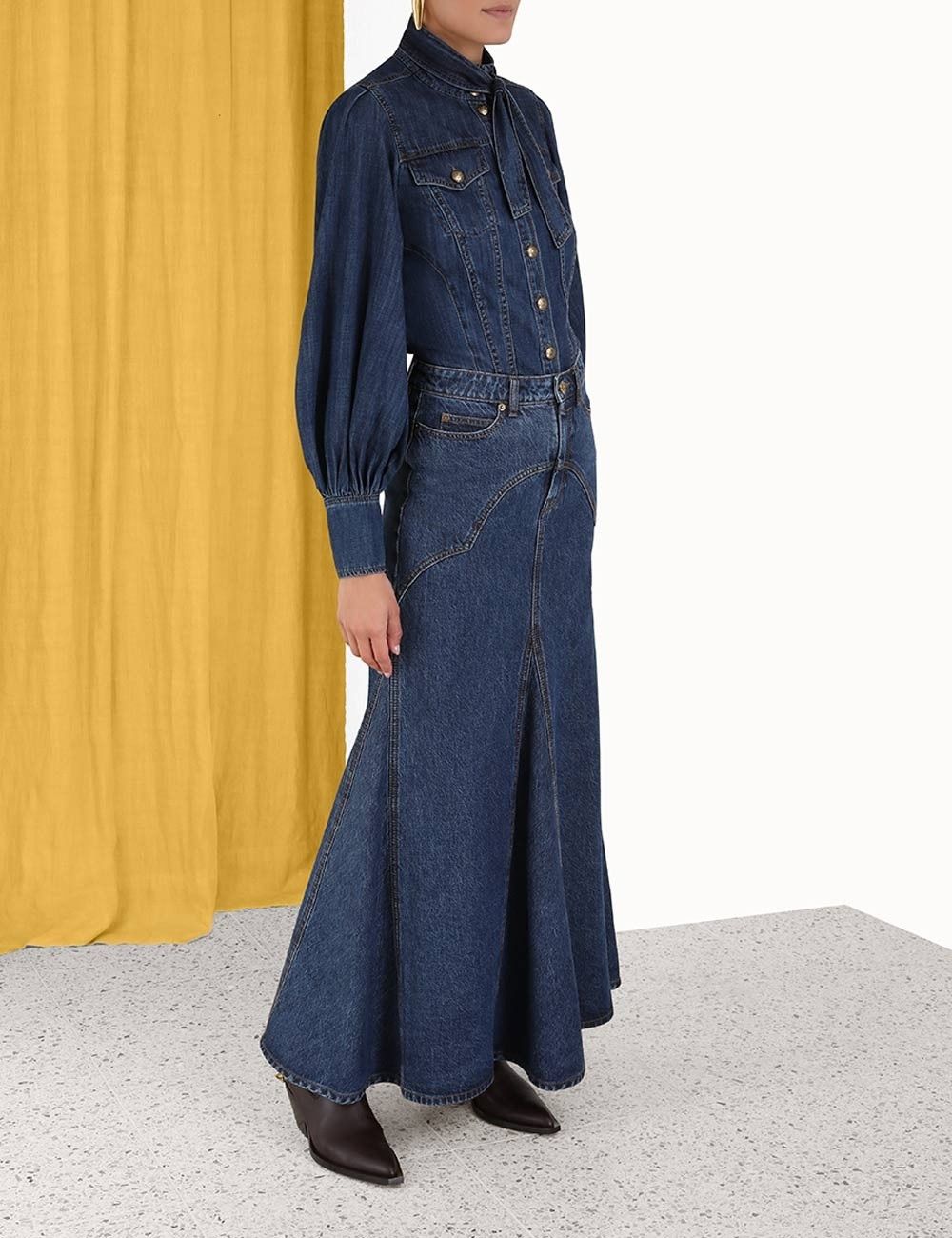 Zimmermann oc11z0225 Luminosity Denim Corset Shirt in Blue Size M / US 6-8 / IT 42-44 - 3 Thumbnail