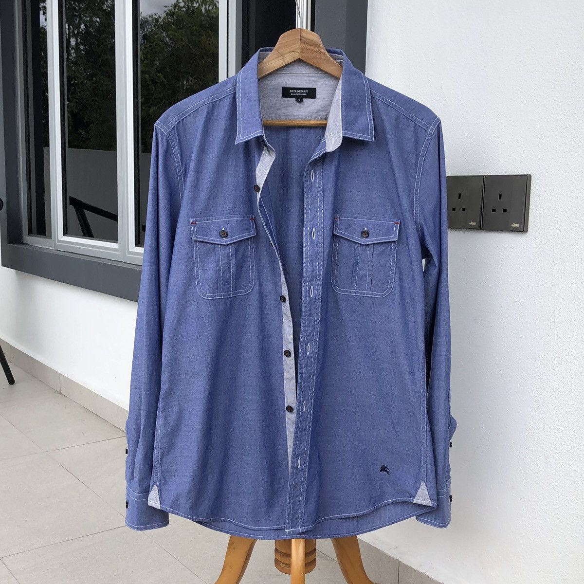 Burberry Burberry Black Label Chambray Long Sleeve Shirt Size US M / EU 48-50 / 2 - 2 Thumbnail