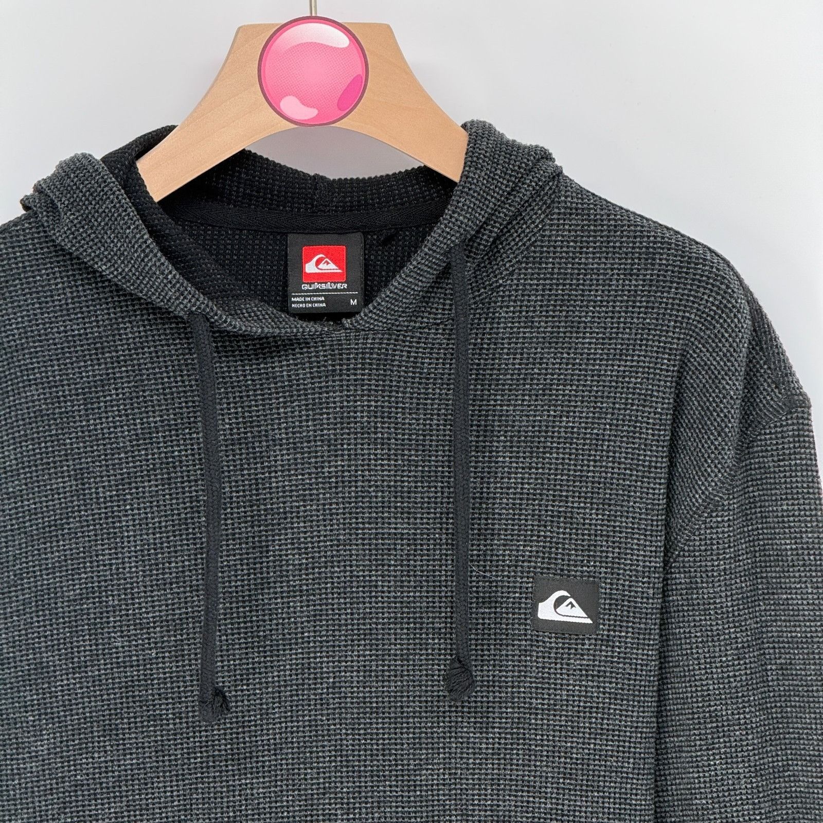 Quiksilver Vintage QuickSilver Hoodie Hooded Thermal Sweater M Waffle K Size US M / EU 48-50 / 2 - 2 Thumbnail