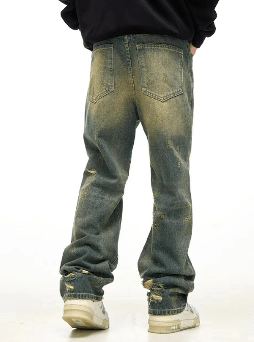 Japanese Brand American high street washed distressed flared jeans y2k Size US 32 / EU 48 - 4 Thumbnail