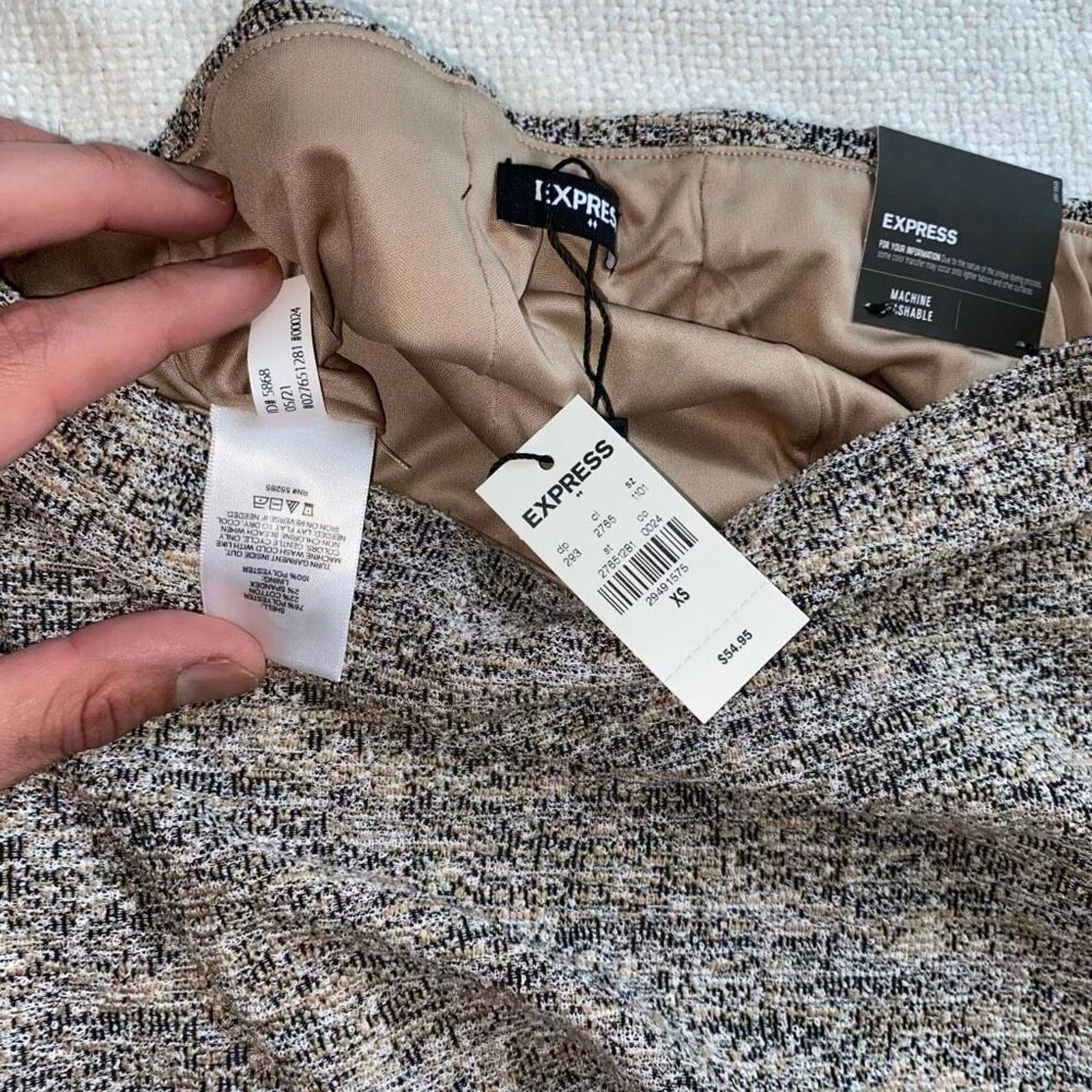 Express Express Tweed Neutral High Rise Skirt | Sz XS, NWT Size 25" / US 0 / IT 36 - 5 Thumbnail