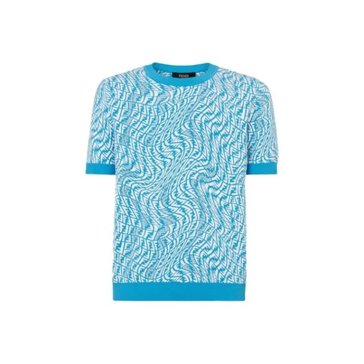 Fendi Fendi FW21 Short Sleeve Knit Sweater for Men 0079 Size US M / EU 48-50 / 2 - 1 Thumbnail