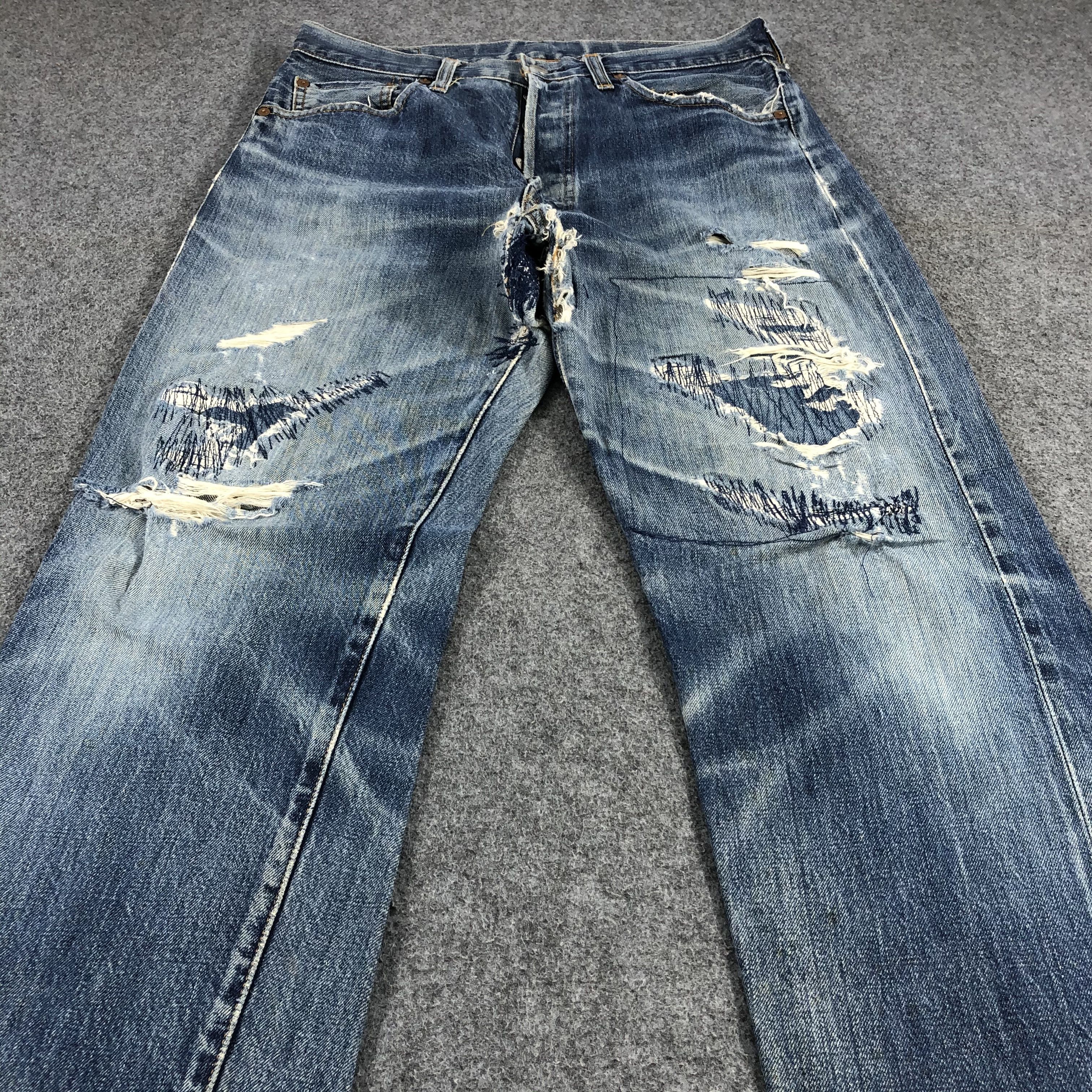 Levi's × Vintage Vintage 90s Distress Redline Levis 501 Jeans-JM1343 Size US 31 - 3 Thumbnail