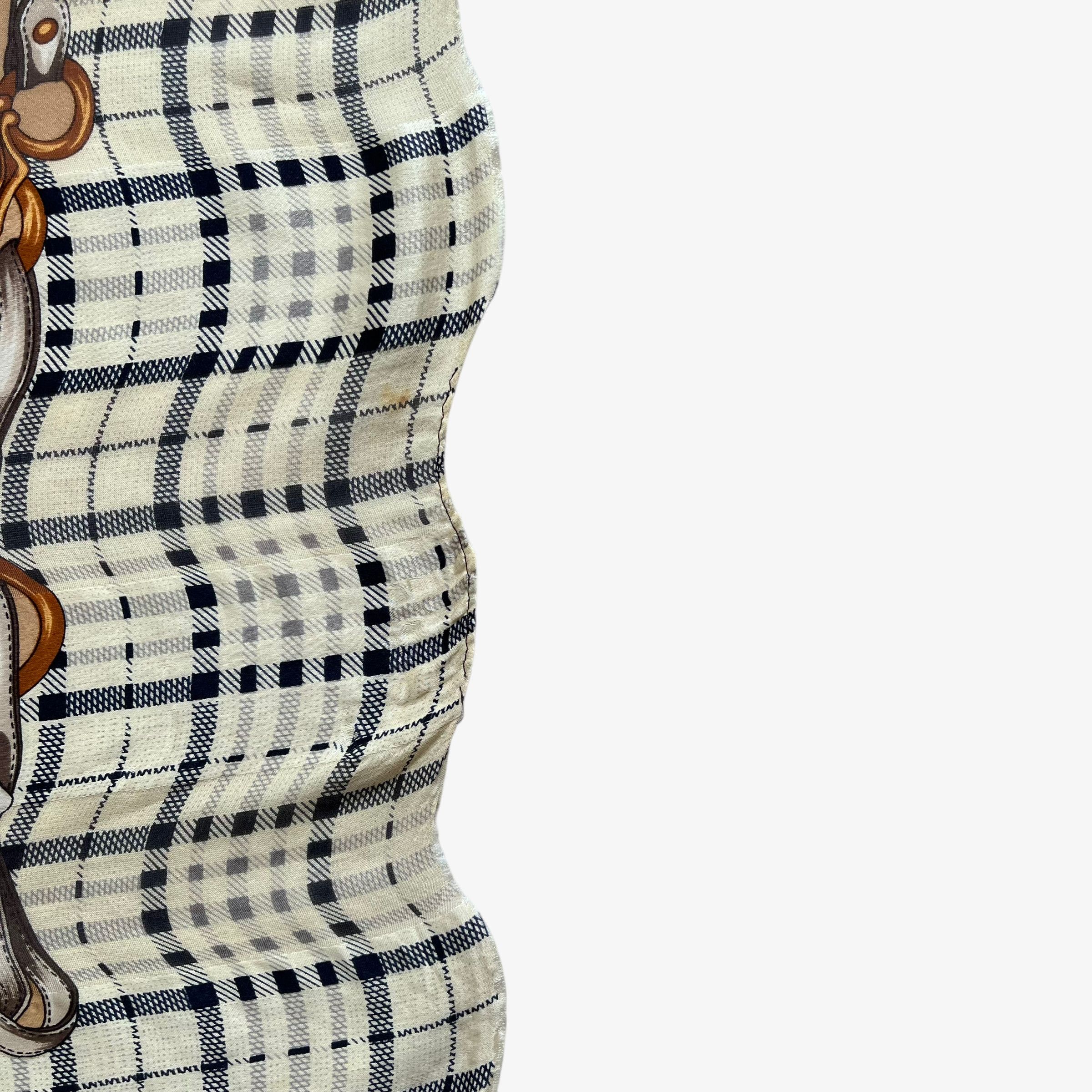 Paolo Gucci Vintage 80s Paolo Gucci Equestrian & Tartan Print Silk Scarf Size ONE SIZE - 4 Thumbnail