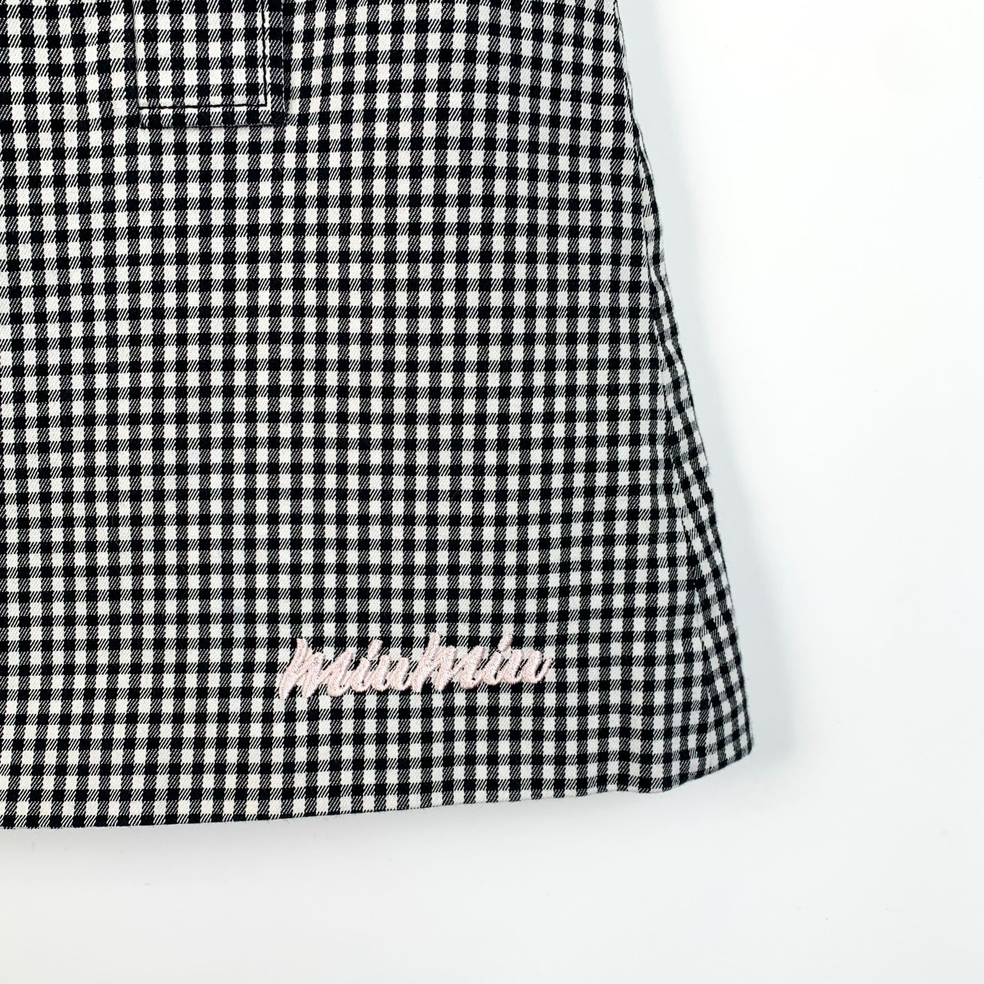 Miu Miu Miu Miu Womens Black & White Houndstooth Check Skirt With Pi Size 42" / US 20 - 7 Thumbnail
