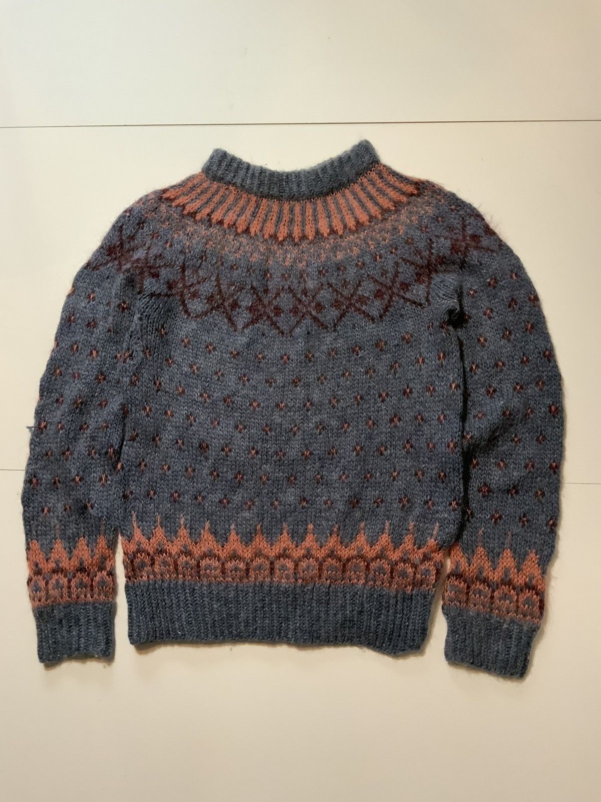 Vintage Vintage 70s Fair Isle Mohair Wool Fuzzy Knit Sweater Size US M / EU 48-50 / 2 - 1 Thumbnail