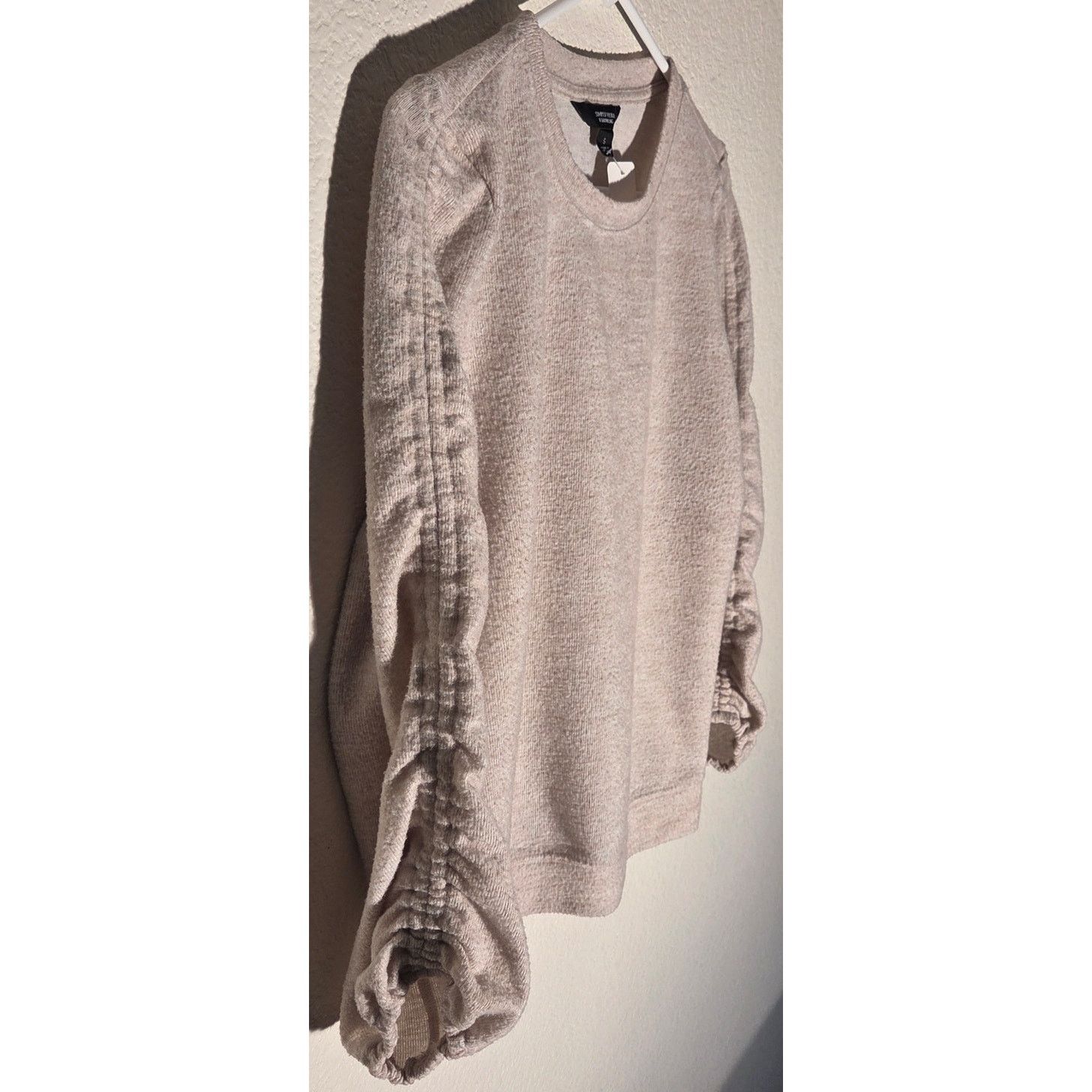 Vera Wang Simply Vera Wang Gray Ruched Sleeve Sweater - Size Small Size S / US 4 / IT 40 - 3 Thumbnail
