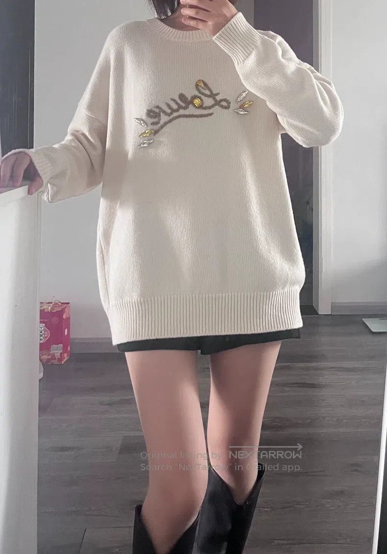 Loewe Loewe Crystal Logo Beige Sweater Size S / US 4 / IT 40 - 2 Thumbnail