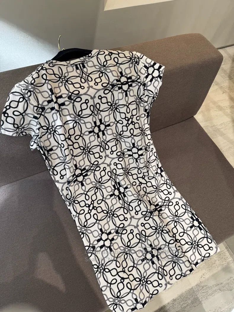 Hermes Hermes Black, White, and Gray Rope Print T-shirt Dress Size S / US 4 / IT 40 - 5 Thumbnail