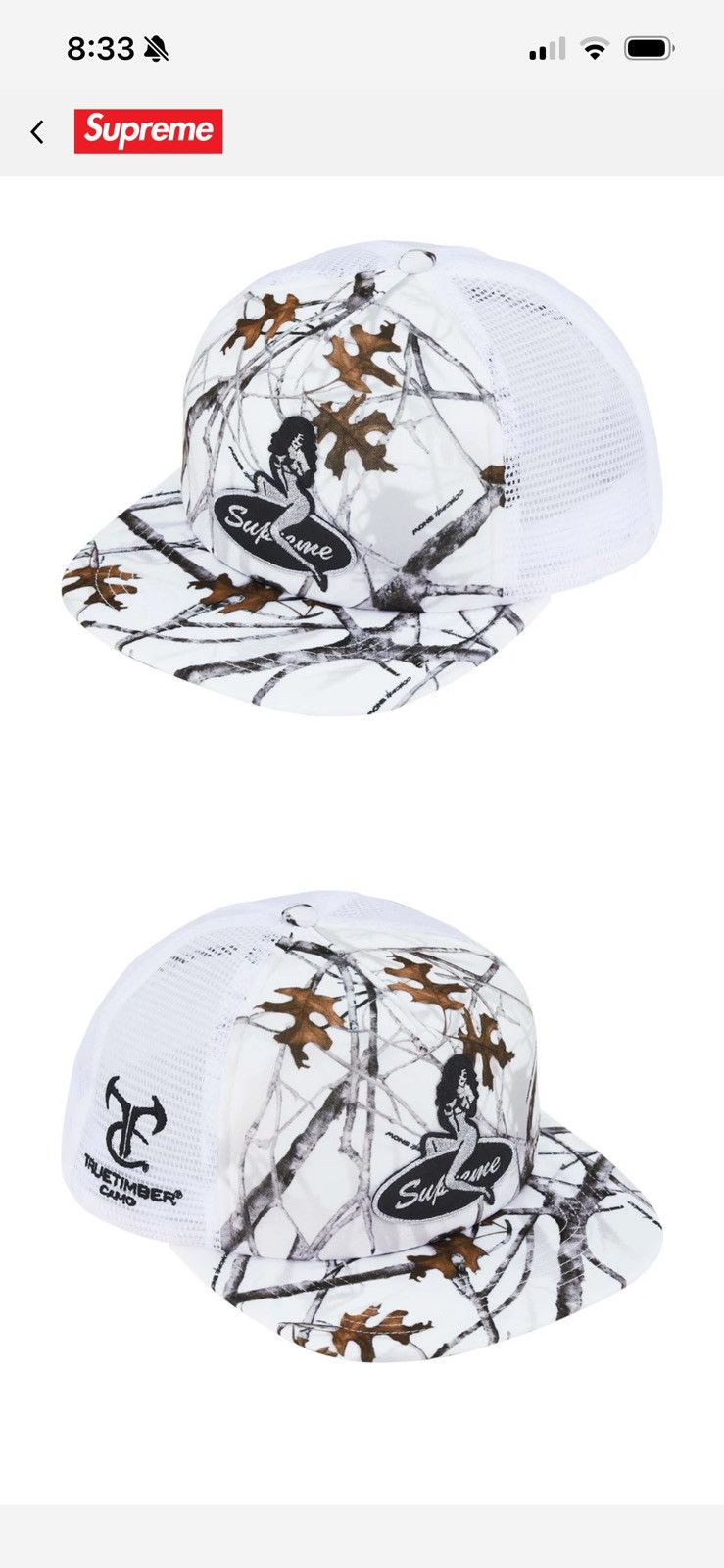 Supreme White Camo mesh 5-panel Hat