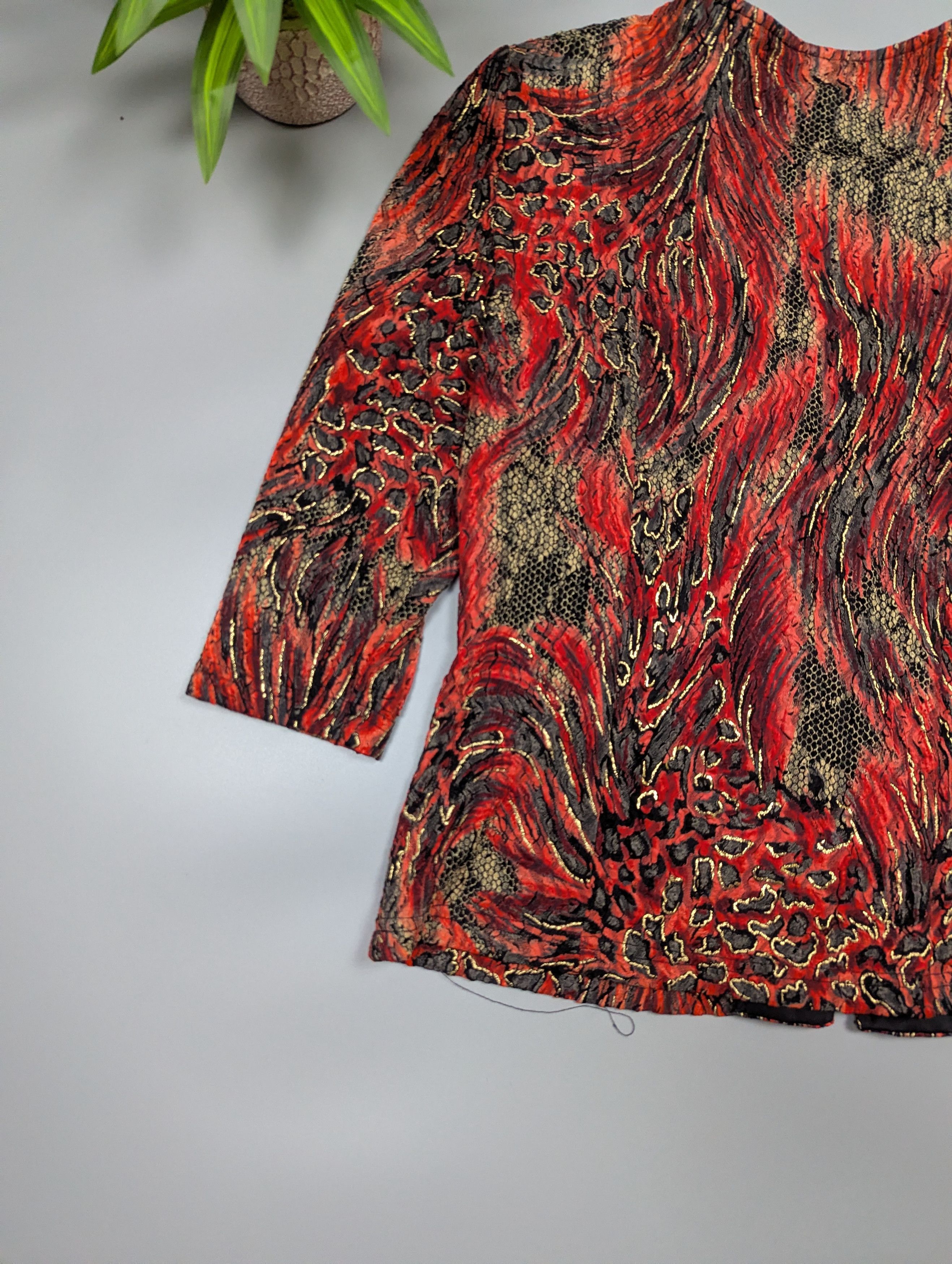 Joseph Ribkoff Vintage Joseph Ribkoff Zip Top Jacket Red Black Gold Size XL / US 12-14 / IT 48-50 - 13 Thumbnail