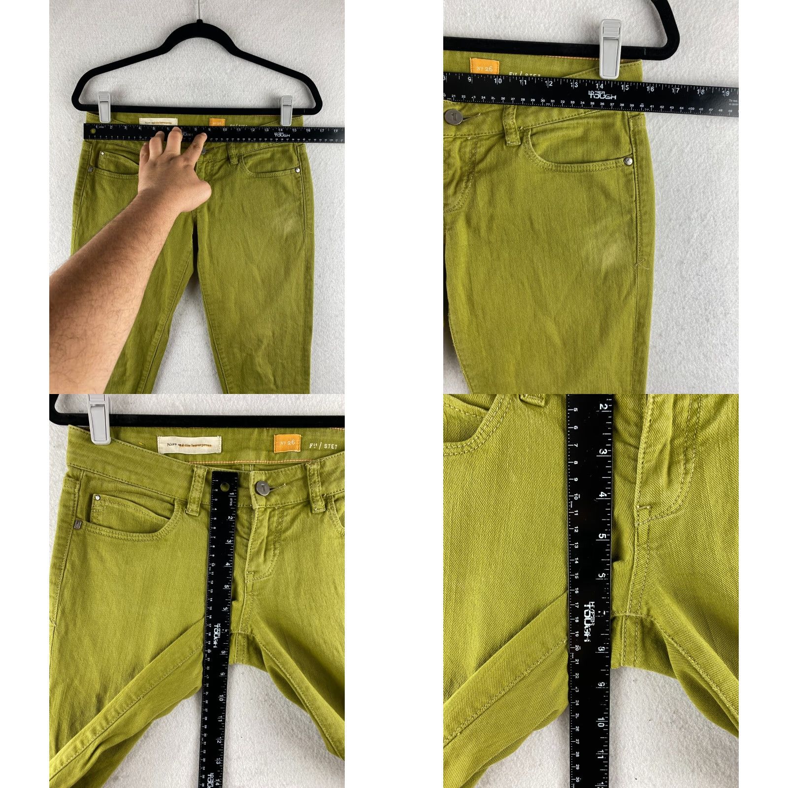 Vintage Pilcro and the Letterpress Jeans Womens 26 Green Stet Fit Skinny Stretch Denim Jeans Size 26" / US 2 / IT 38 - 8 Thumbnail