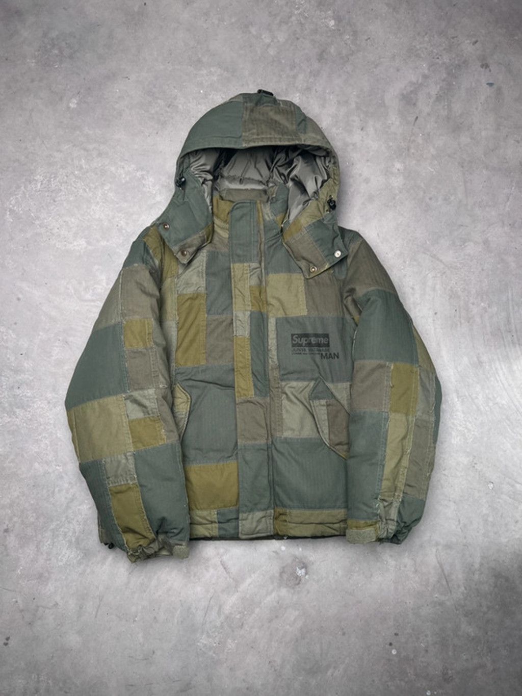 s*a様 希少品supreme JUNYA WATANABE Patchwork Supreme JUNYA WATANABE CDG MAN Patchwork Puffy Jacket Olive