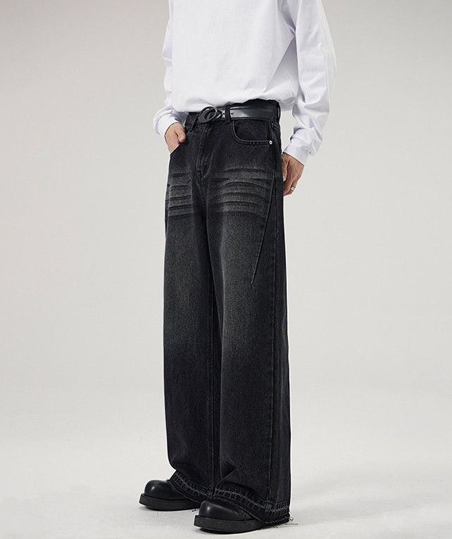 Jean Men's cleanfit distressed loose flared vintage washed jeans Size US 32 / EU 48 - 2 Thumbnail