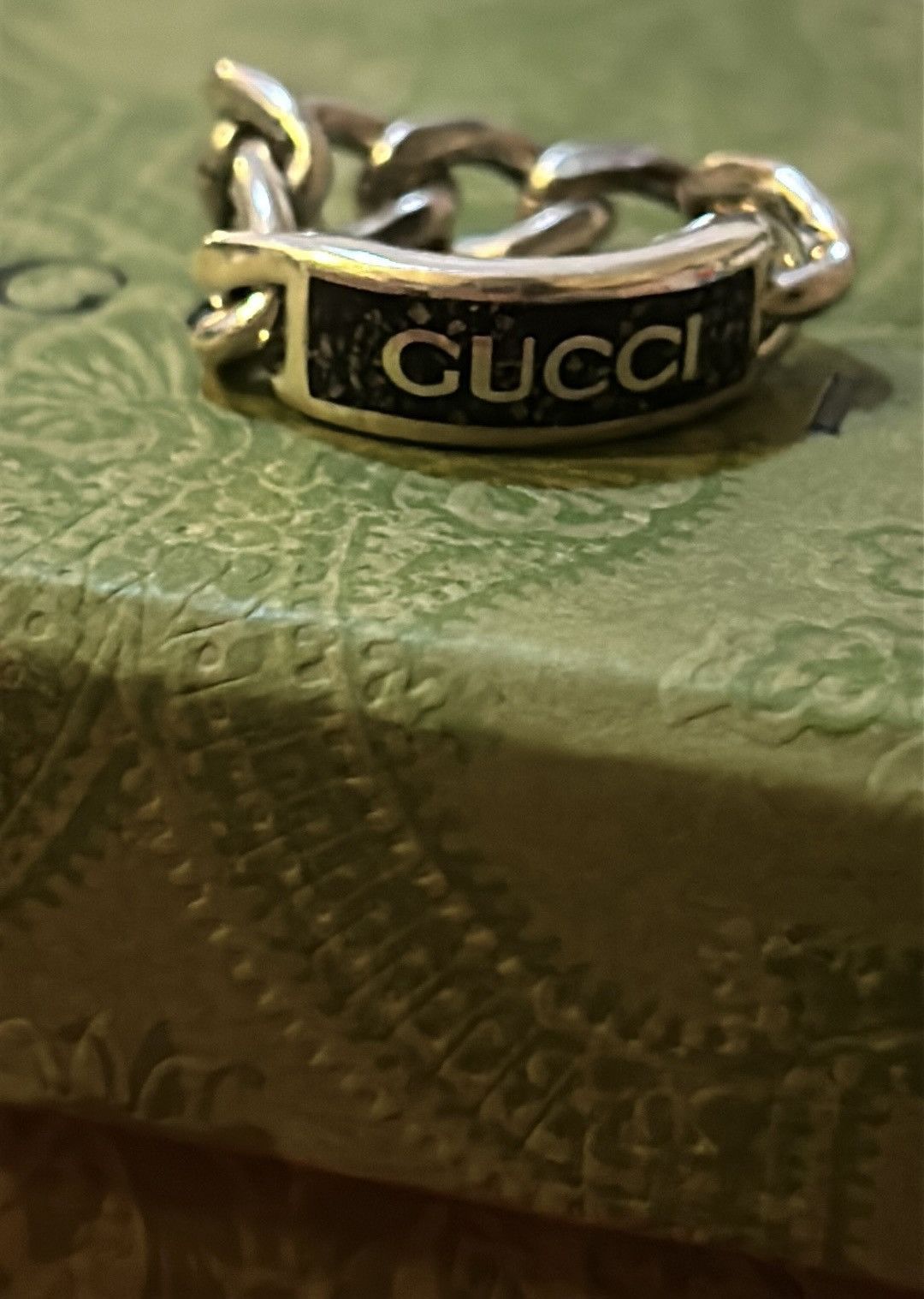 Gucci Gucci Enamel Tag Chain Ring Black Ag 925 Size ONE SIZE - 6 Thumbnail