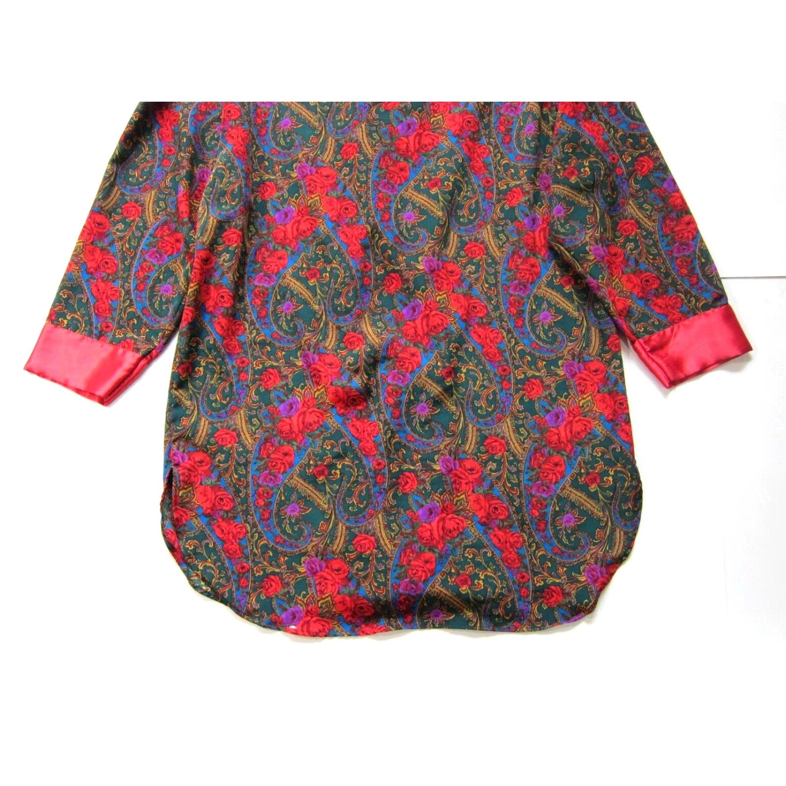 Victoria's Secret VINTAGE Victoria's Secret Red Green Blue Floral Collared Pocket Night Shirt L Size L / US 10 / IT 46 - 7 Thumbnail