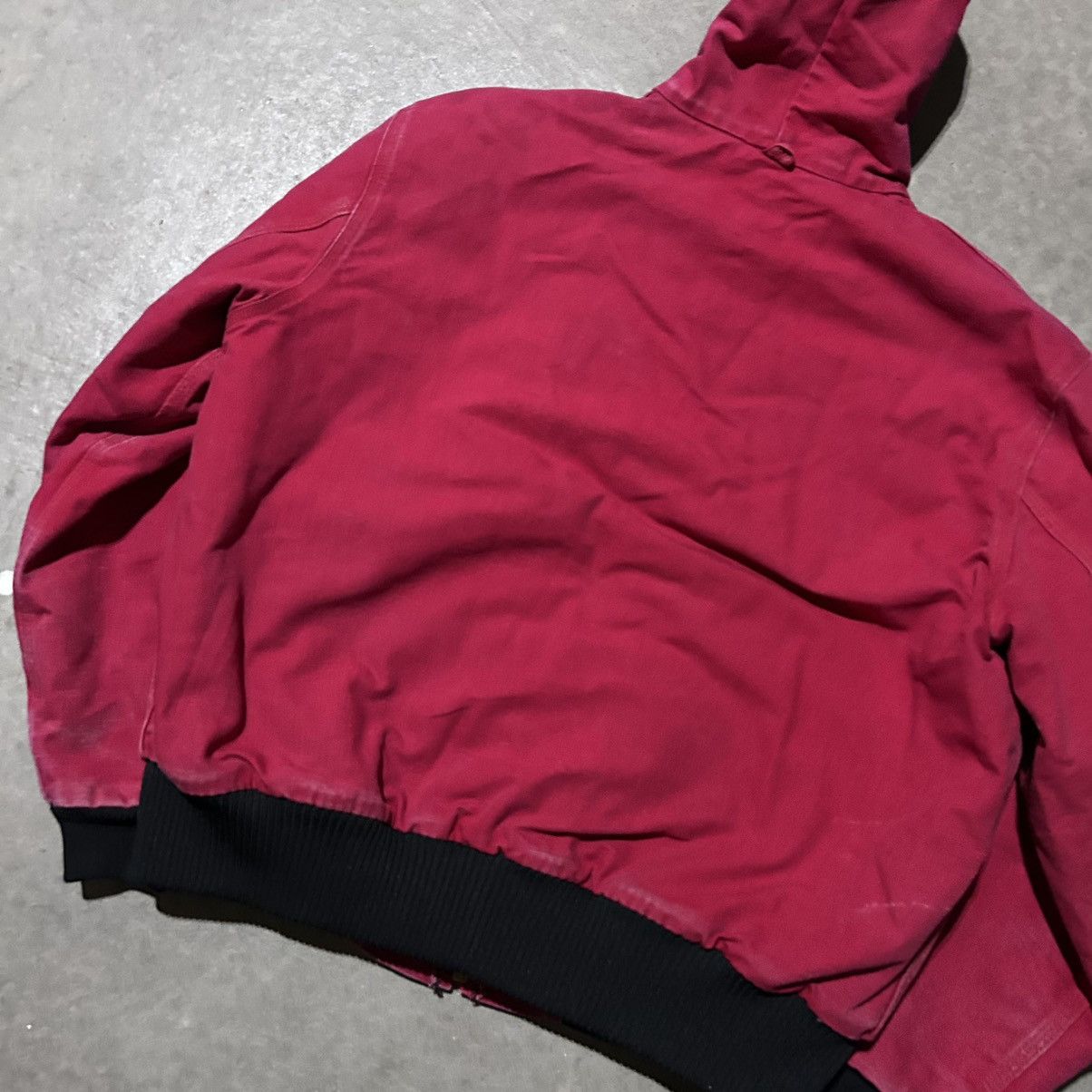 Carhartt Vintage 90s Carhartt Cherry Red Hooded Jacket XL Size US XL / EU 56 / 4 - 7 Thumbnail