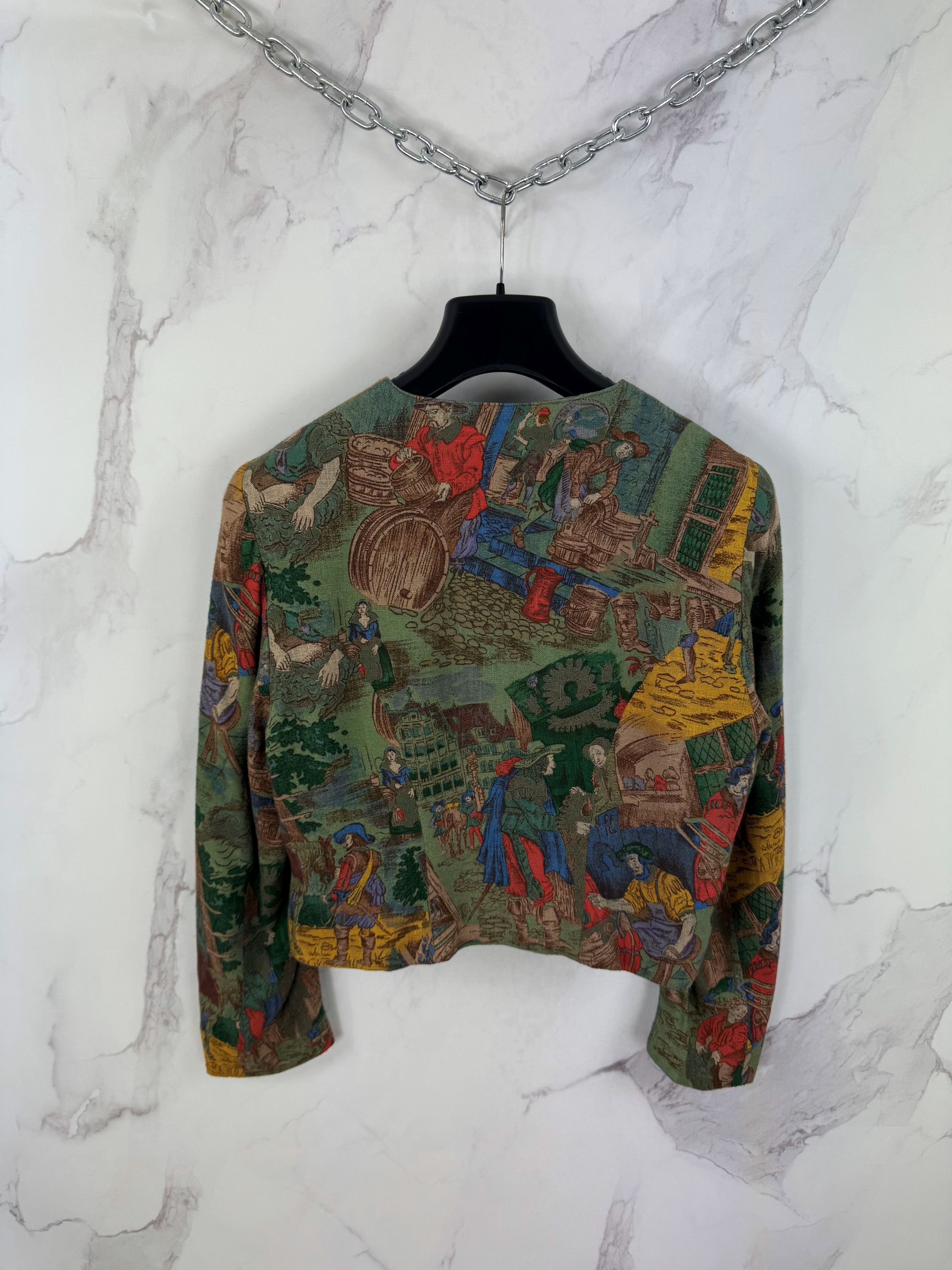 Vintage Vintage Cropped Blazer With Medieval Historical Pattern Size L / US 10 / IT 46 - 3 Thumbnail