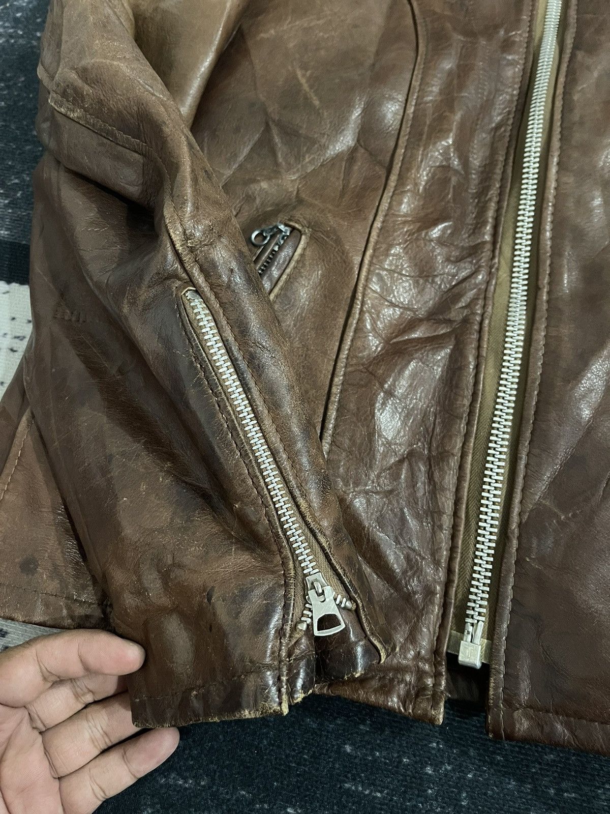 Schott SCHOTT CAFE RACER LEATHER BIKER JACKET Size US L / EU 52-54 / 3 - 7 Thumbnail