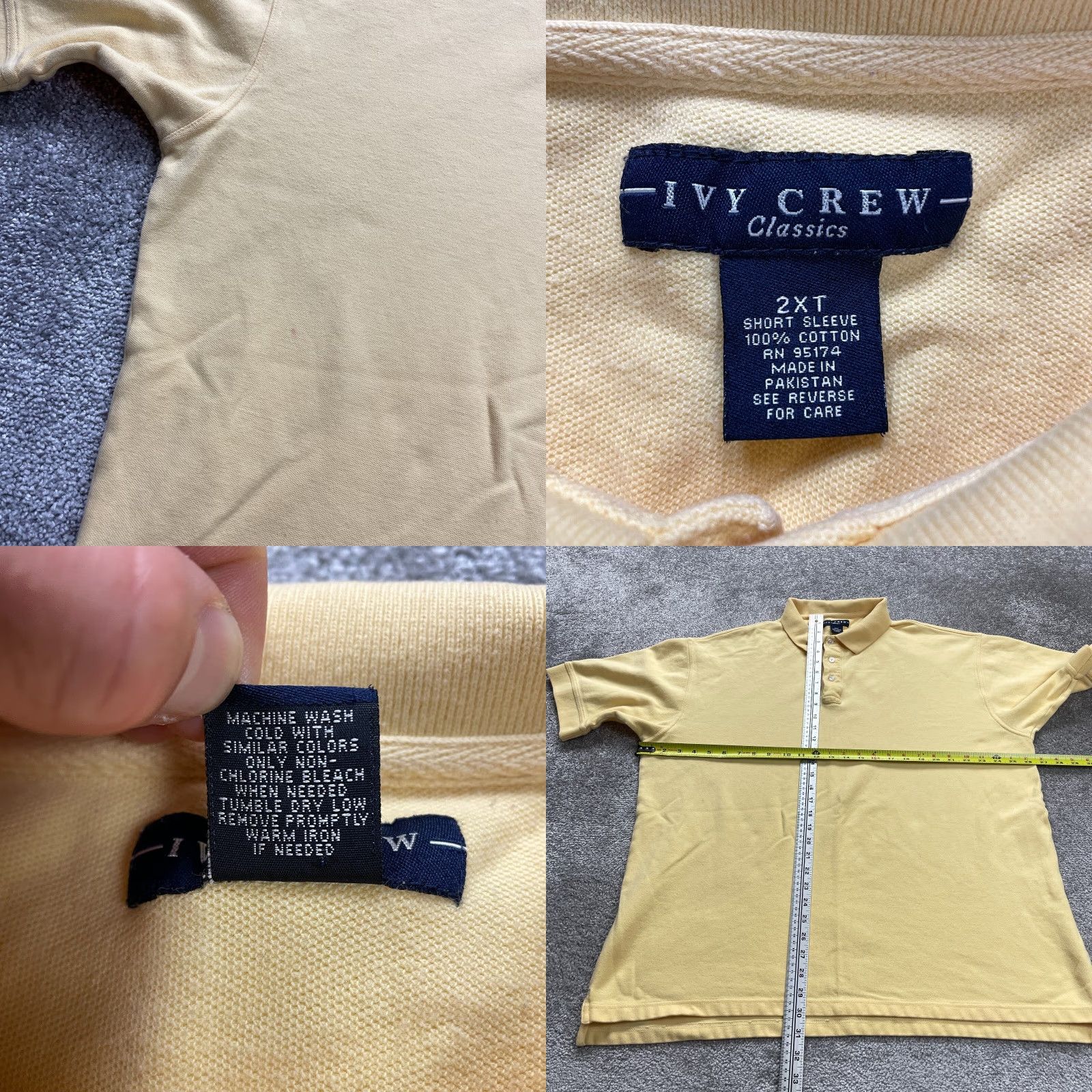 Vintage VINTAGE? No. Ivy Crew Polo Shirt Men's 2XL Tall Yellow Cotton Short Sleeve Golf Top Size US XXL / EU 58 / 5 - 8 Thumbnail