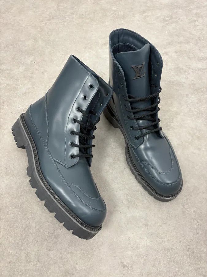 Louis Vuitton Louis Vuitton Night Blue Sample Leather Boots by Virgil Abloh Size US 10.5 / EU 43-44 - 5 Thumbnail