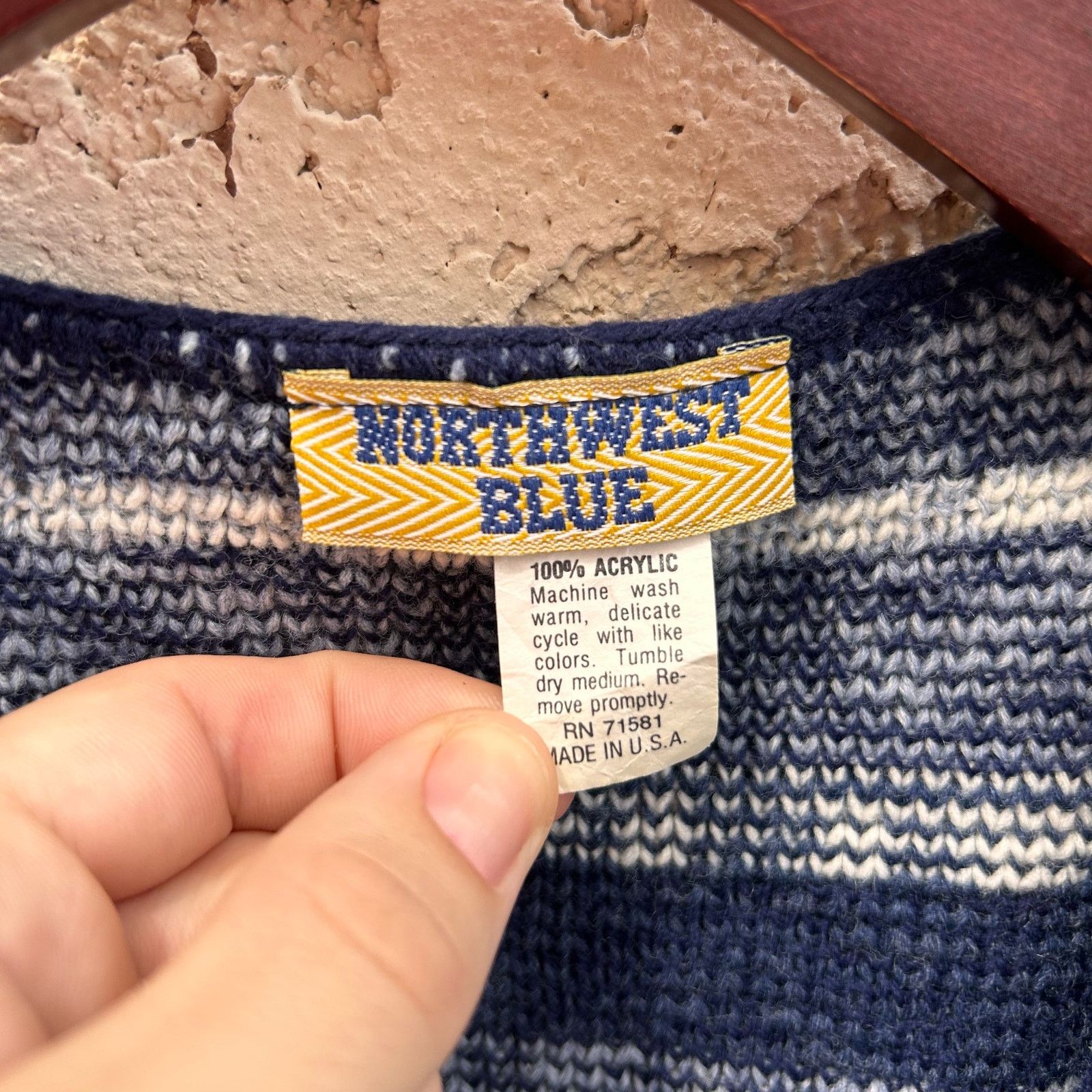 Vintage Vtg Blue Southwestern Knit Sweater Vest Size L Size L / US 10 / IT 46 - 3 Thumbnail