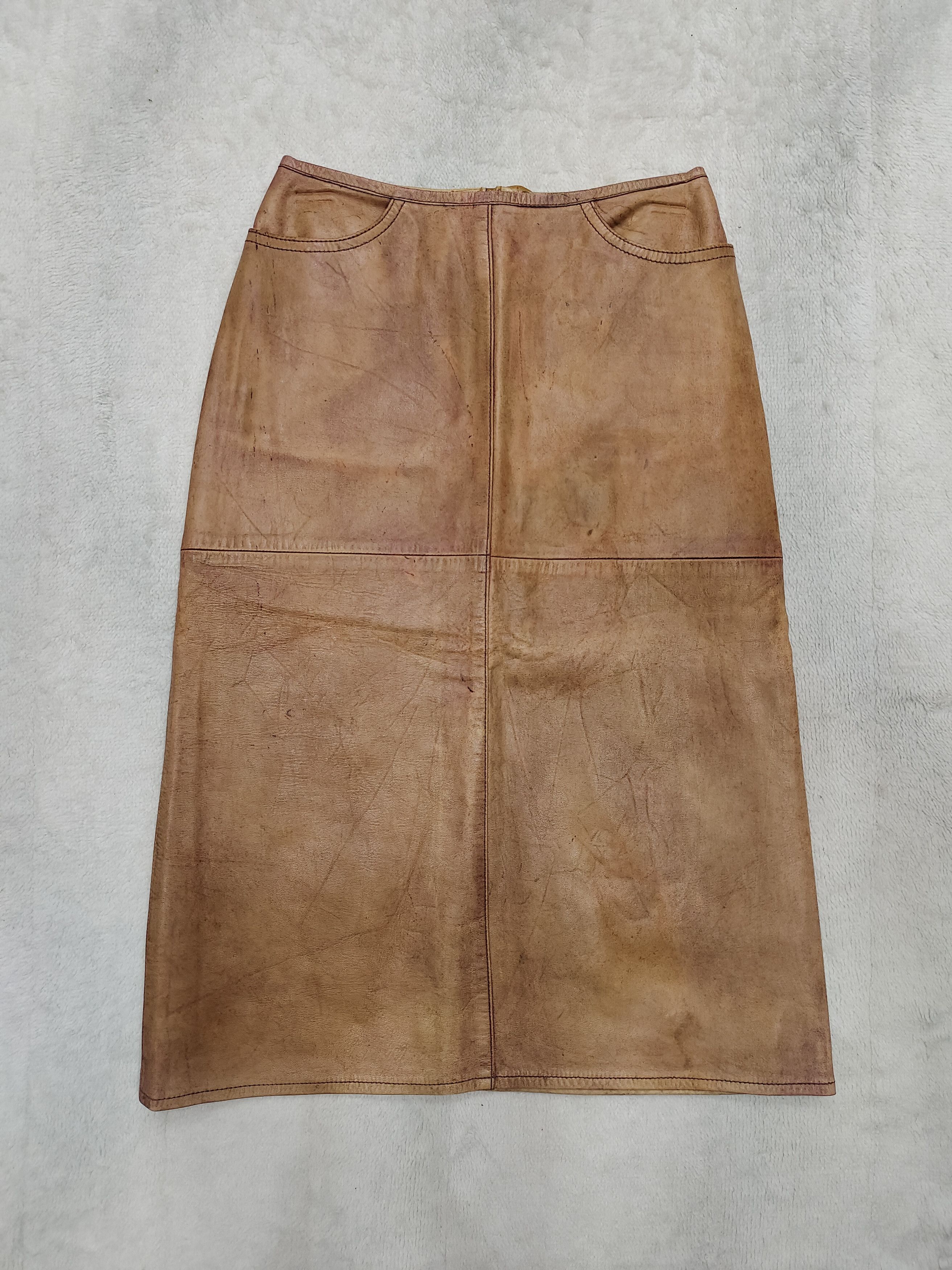 Vintage RARE 🇮🇹 Vtg Dessine Par Kondo Horsehide Midi Skirt Size 27" / US 4 / IT 40 - 4 Thumbnail