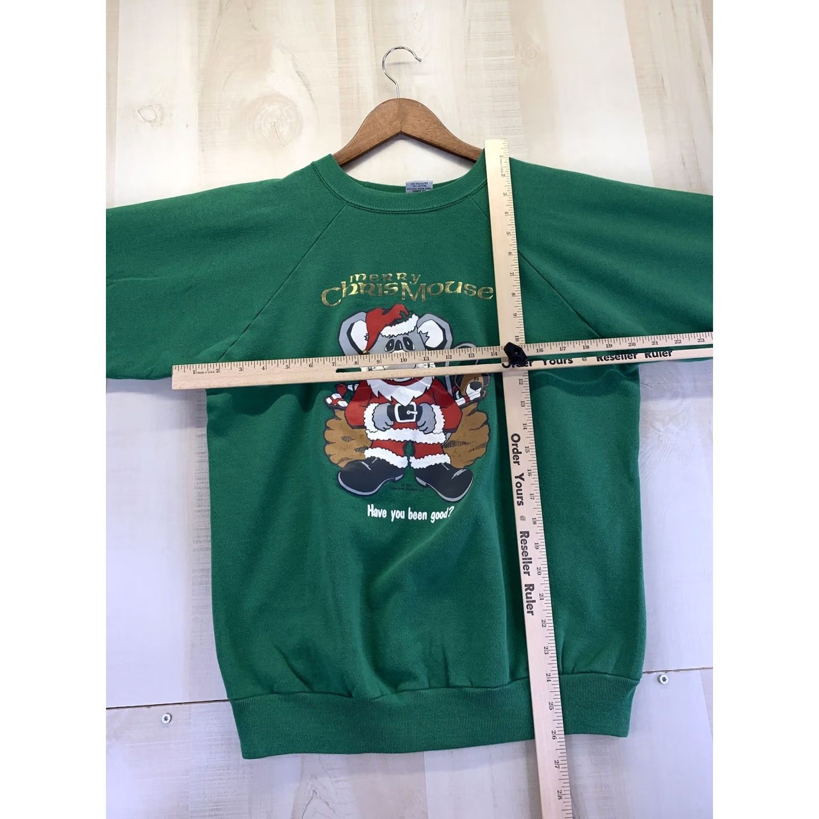 Vintage VINTAGE Signal USA Merry ChrisMouse Sweatshirt Womens L Green 1987 1980s Christmas Graphic Cotton Blend Size L / US 10 / IT 46 - 7 Thumbnail