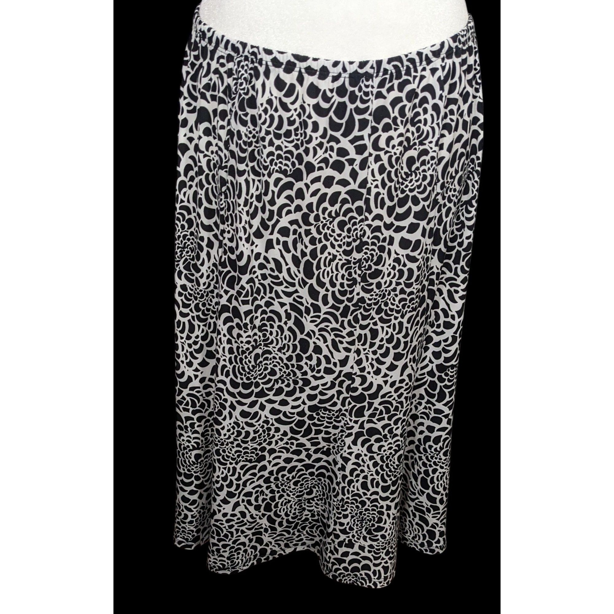 Other Vintage Choices Abstract Floral Black And White Skirt Size 29" - 1 Thumbnail