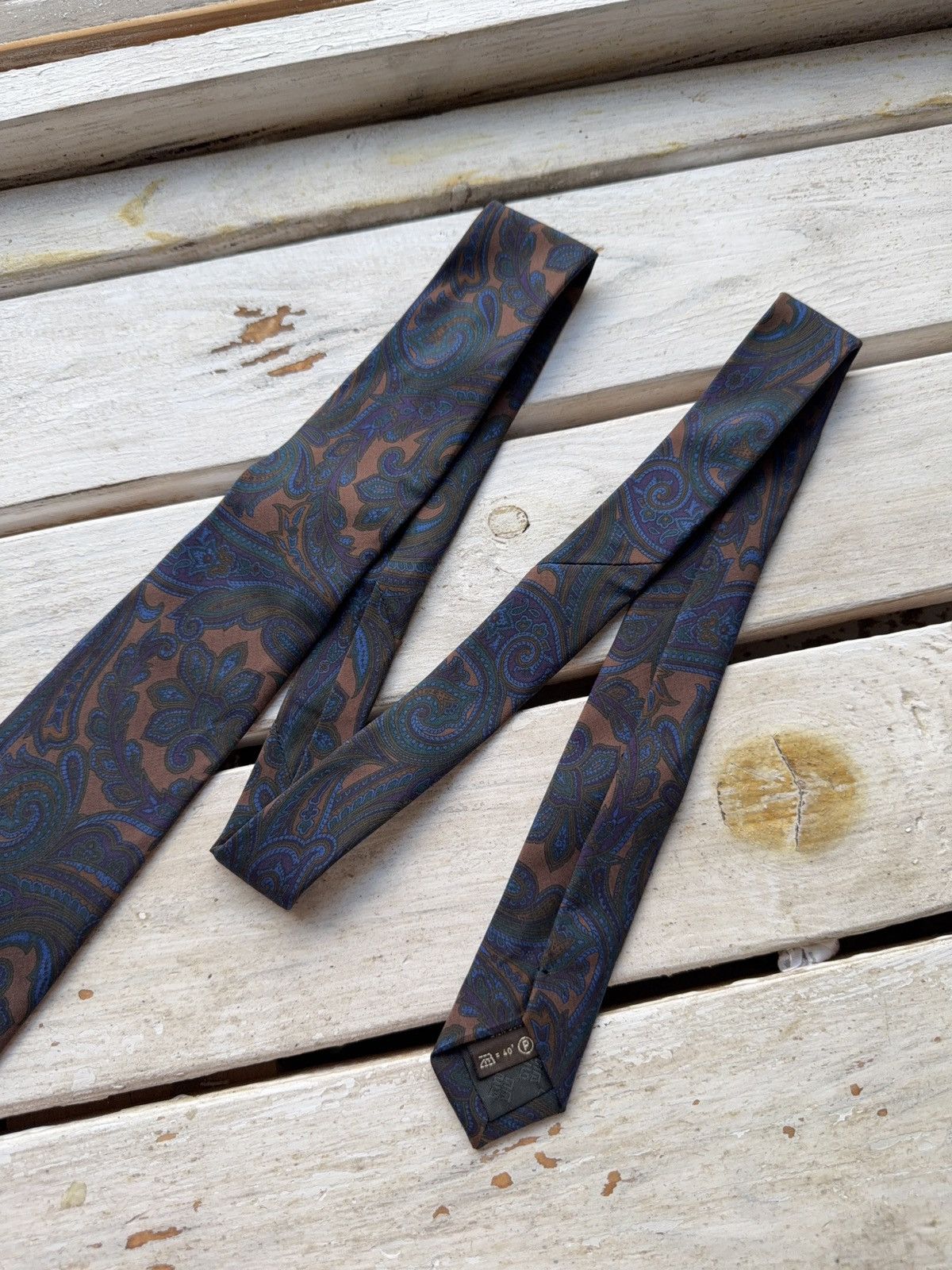Designer × Givenchy Vintage Givenchy Paris Silk Tie Paisley Brown Blue Italy Size ONE SIZE - 3 Thumbnail